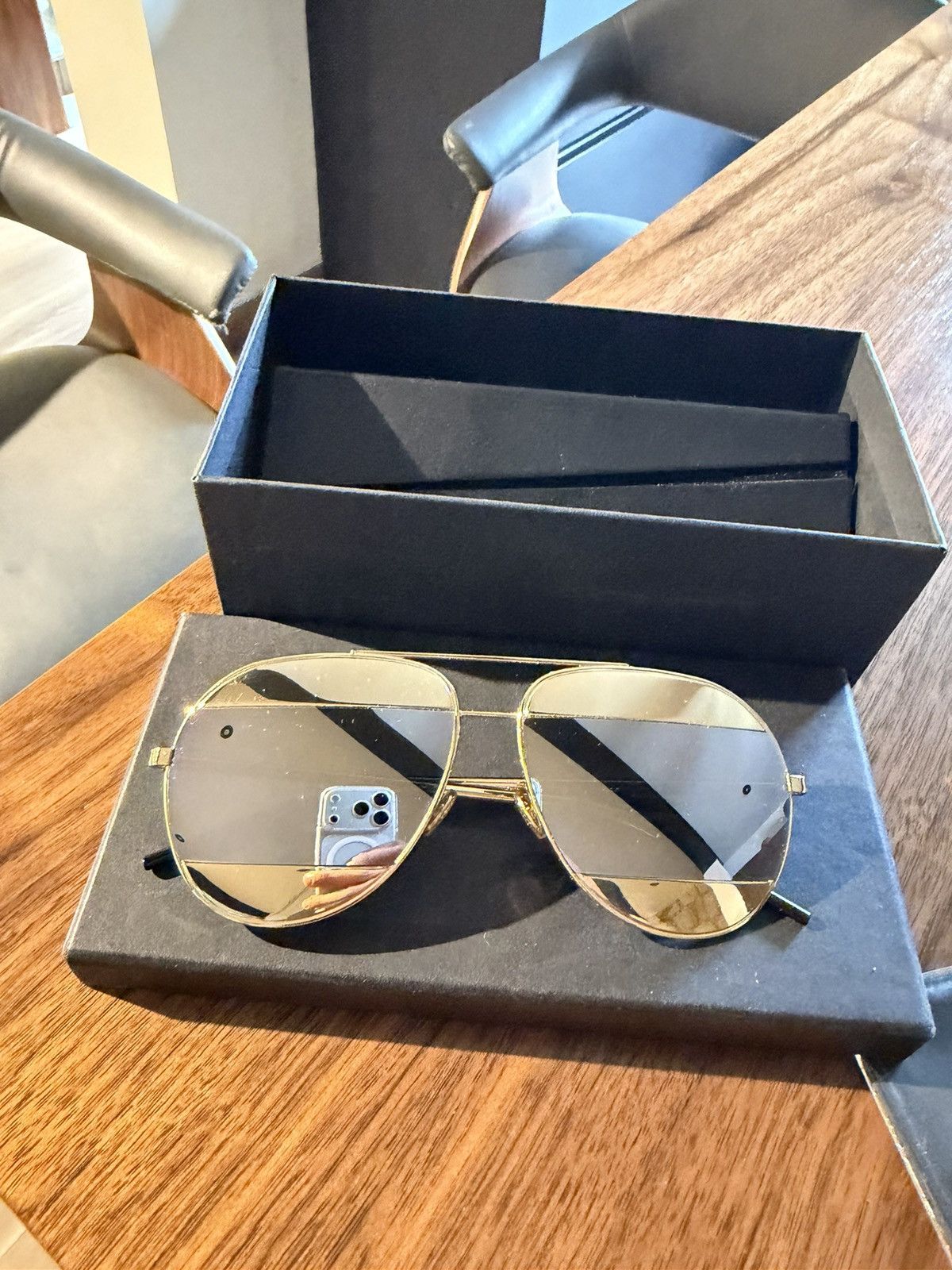 Dior Dior DiorSplit1 Aviator Sunglasses - Gold / Gold Mirror Size ONE SIZE - 4 Thumbnail