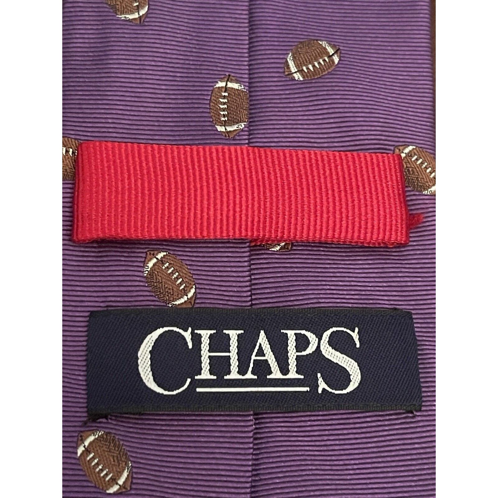 Chaps Chaps Purple Brown 100% Silk Made In China Football Print Size ONE SIZE - 8 Thumbnail