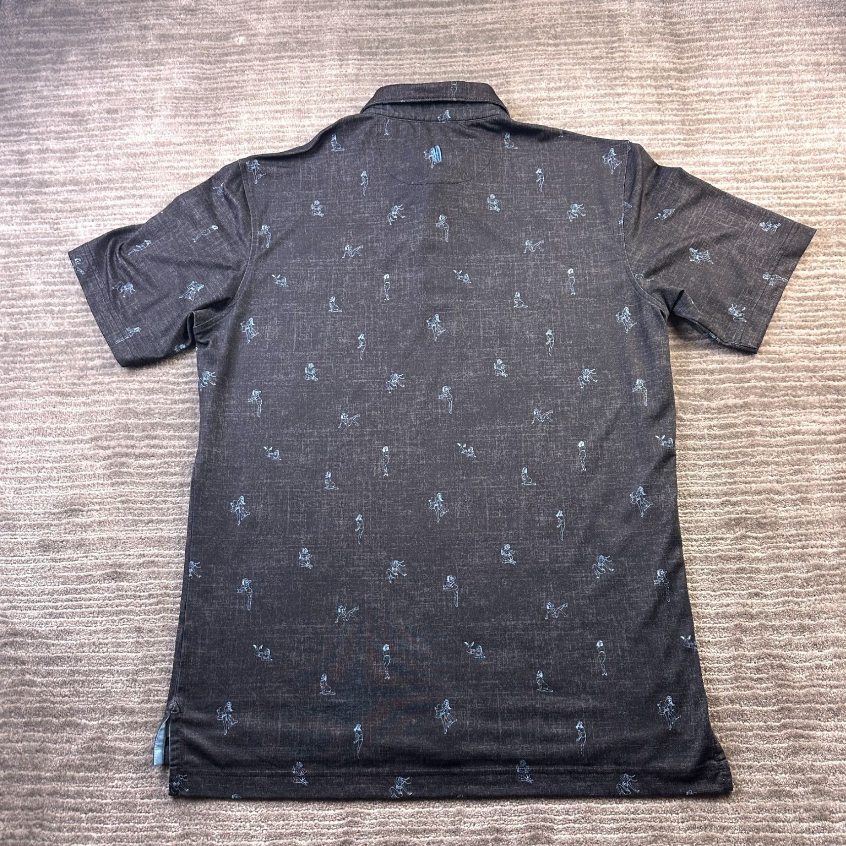 johnnie-O Johnnie-O Polo Shirt Mens M Black Blue All Over Print Golf Performance Shirt Size US M / EU 48-50 / 2 - 3 Thumbnail