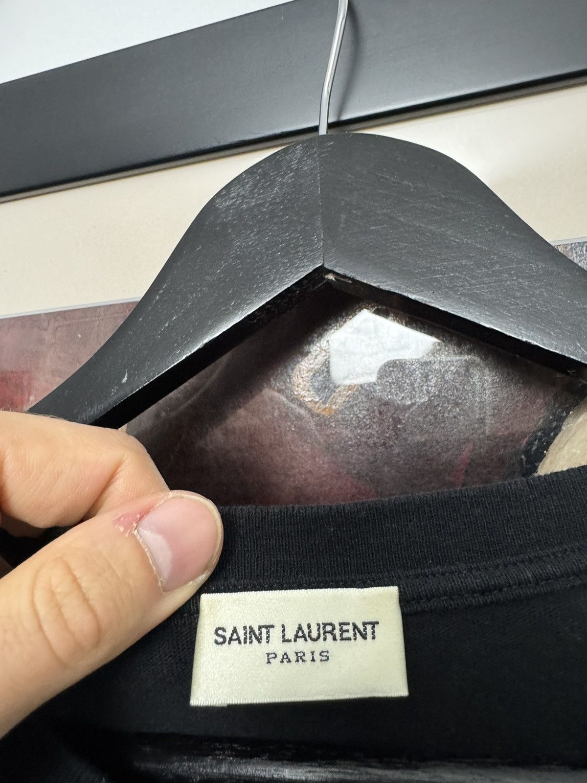 Saint Laurent Paris Saint Laurent Tee SLP Hedi Slimane Designer Logo Black Rare Size US M / EU 48-50 / 2 - 3 Thumbnail