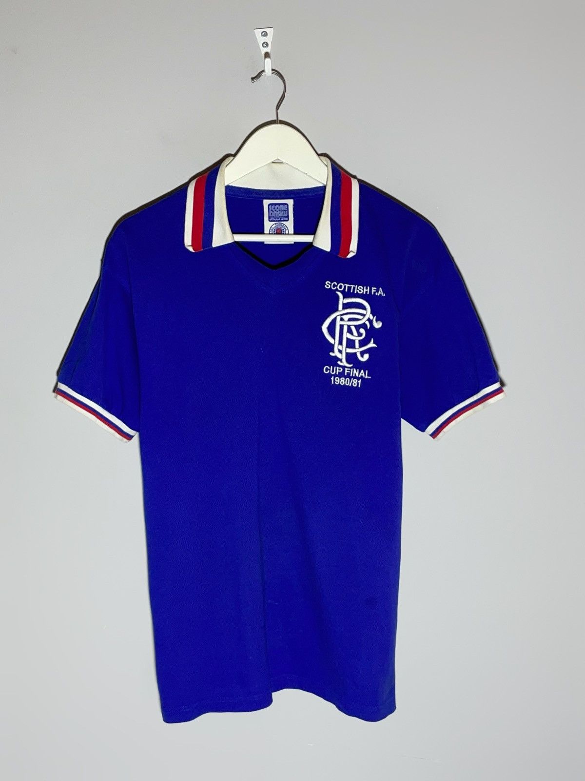 Vintage Rangers Score Draw 1980 Cup Final Football Shirt Size US S / EU 44-46 / 1 - 1 Thumbnail