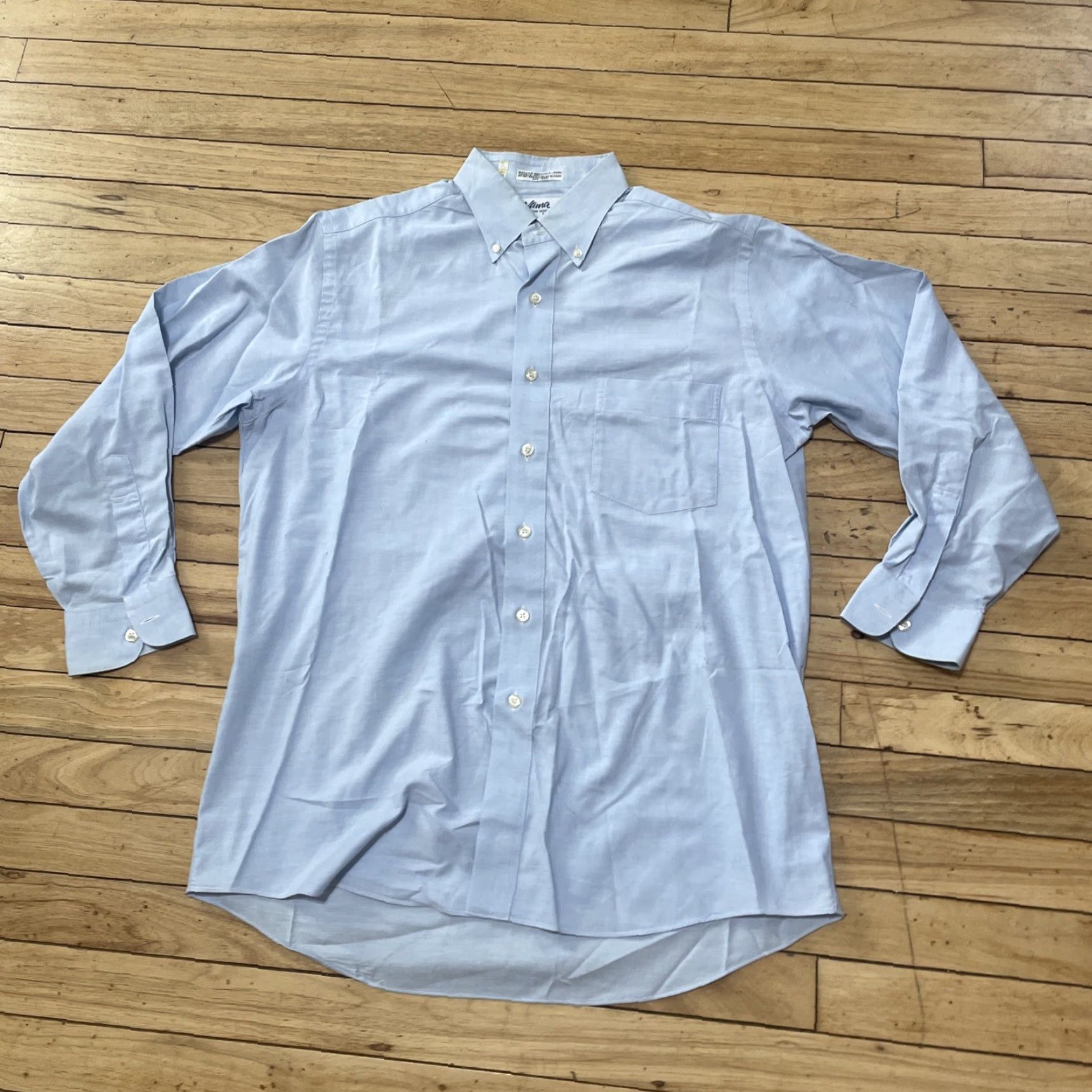 Vintage VINTAGE NAMA BEVERLY HILLS Dress Shirt VTG 90s Men L Blue Oxford 44" Button-Up Size 40R - 3 Thumbnail