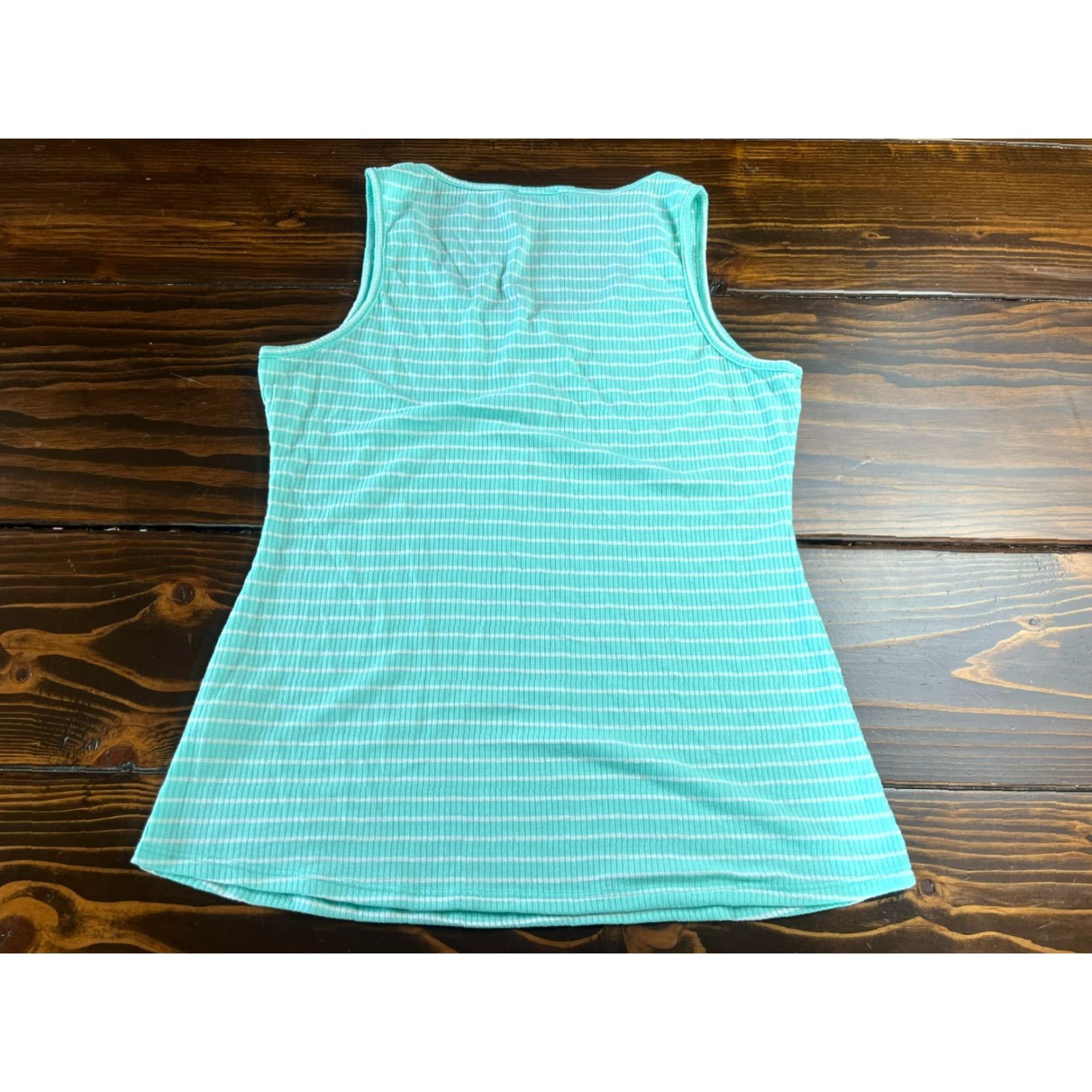 Vintage P.S. KATE Tank Top Women L Green White Striped Sleeveless Shirts Casual Vintage No Size L / US 10 / IT 46 - 2 Thumbnail