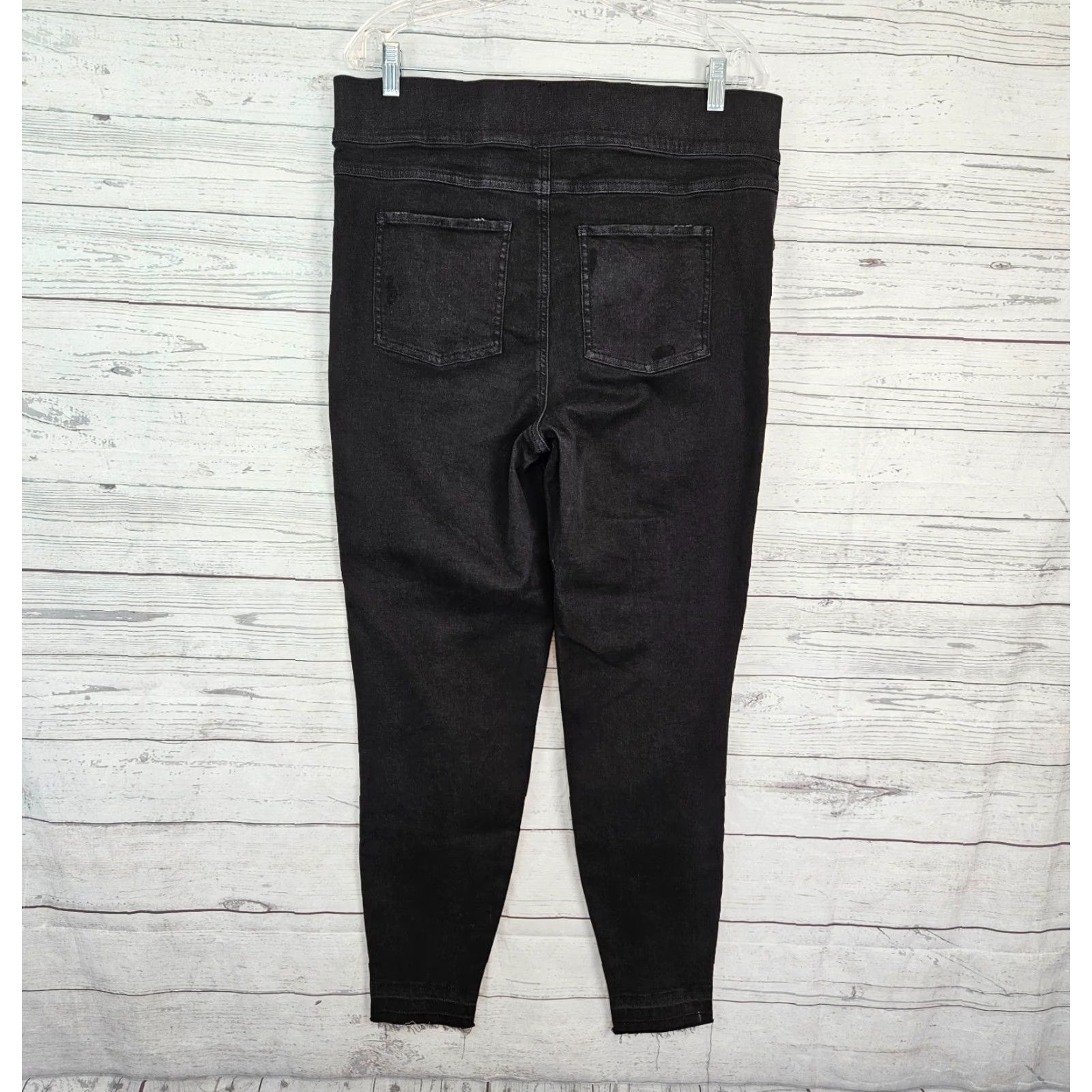 Spanx Spanx Womens Skinny Jeans Sz 1X Black Distressed High Rise Raw Hem Jeans Women's Plus Size 1X Distressed Black Size 40" / US 18 - 3 Thumbnail