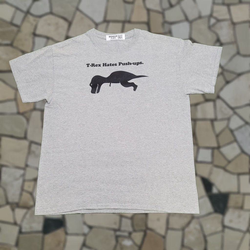 Vintage VINTAGE 90s Funny Dinosaur Humor Shirt M/L Gray USA Workout Graphic Tee Mens Size US L / EU 52-54 / 3 - 1 Thumbnail