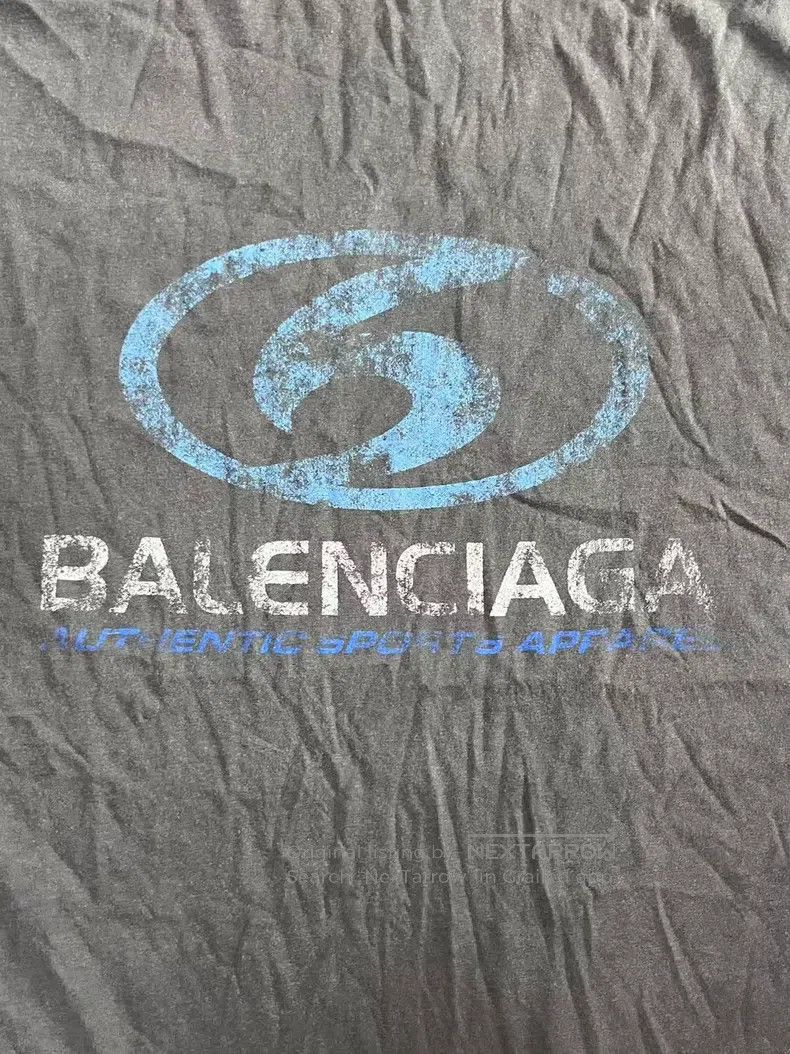 Balenciaga Balenciaga Distressed Blue Logo Alphabet Pattern Print Rou Size US S / EU 44-46 / 1 - 3 Thumbnail