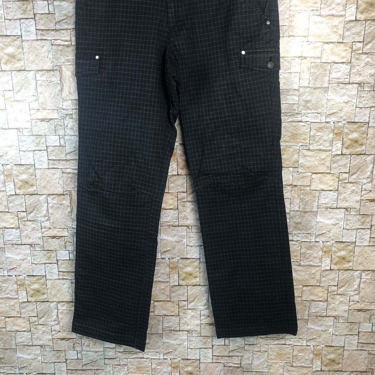 Japanese Brand Ignio Black Checkred Cargo Multipocket Pants #A113 Size US 34 / EU 50 - 3 Thumbnail