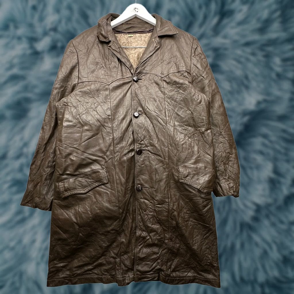Vintage VINTAGE Grais Cabretta Leather Coat Jacket Mens 40 Medium Brown Faux Fur Lined Overcoat Leather Coat Mens 40 Medium Brown Mens Size US XXS / EU 40 - 1 Thumbnail