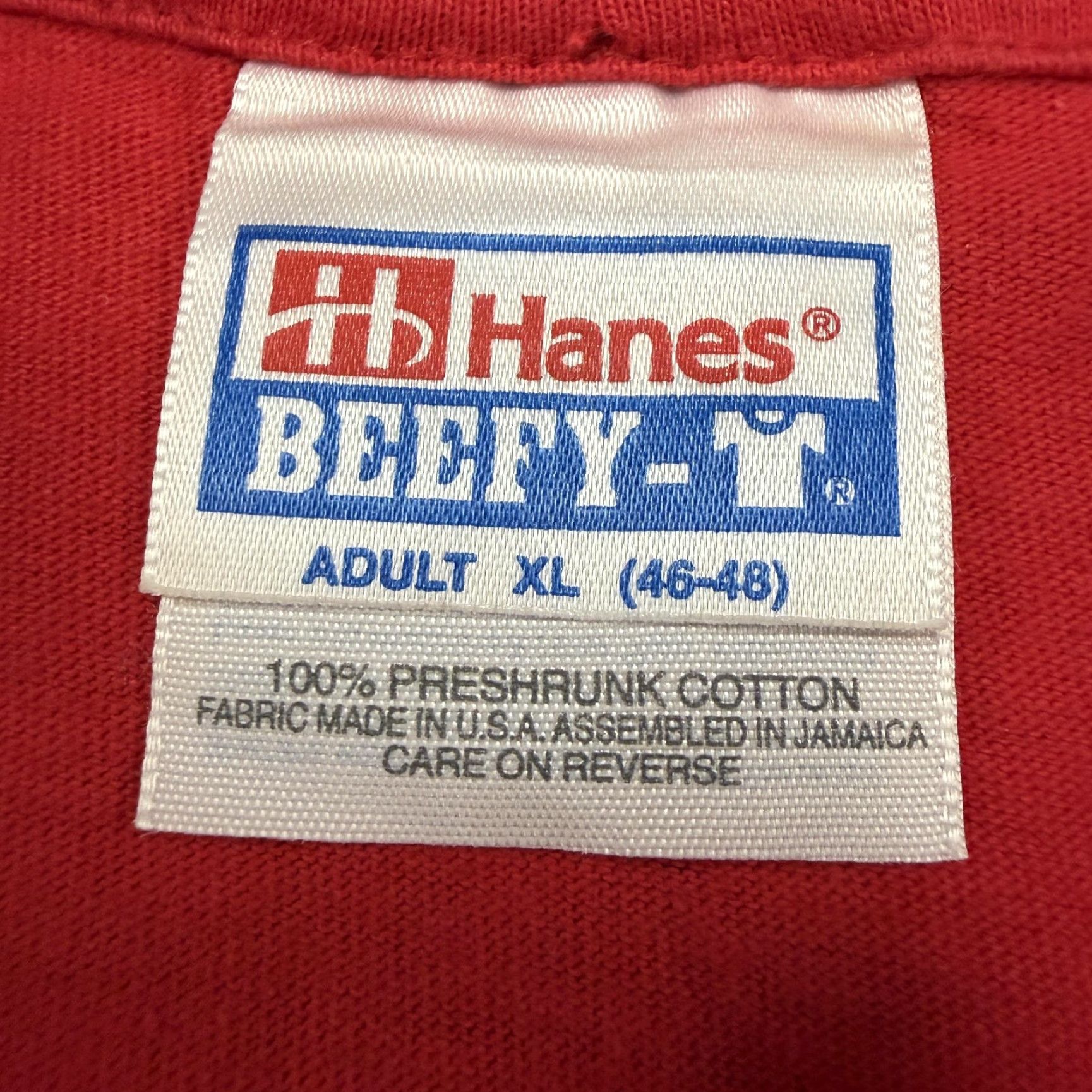 Hanes VINTAGE USA Shirt Mens XL Red Hanes Beefy-T 12 Sleeve Applique Graphic Patriotic Tee Size US XL / EU 56 / 4 - 4 Thumbnail