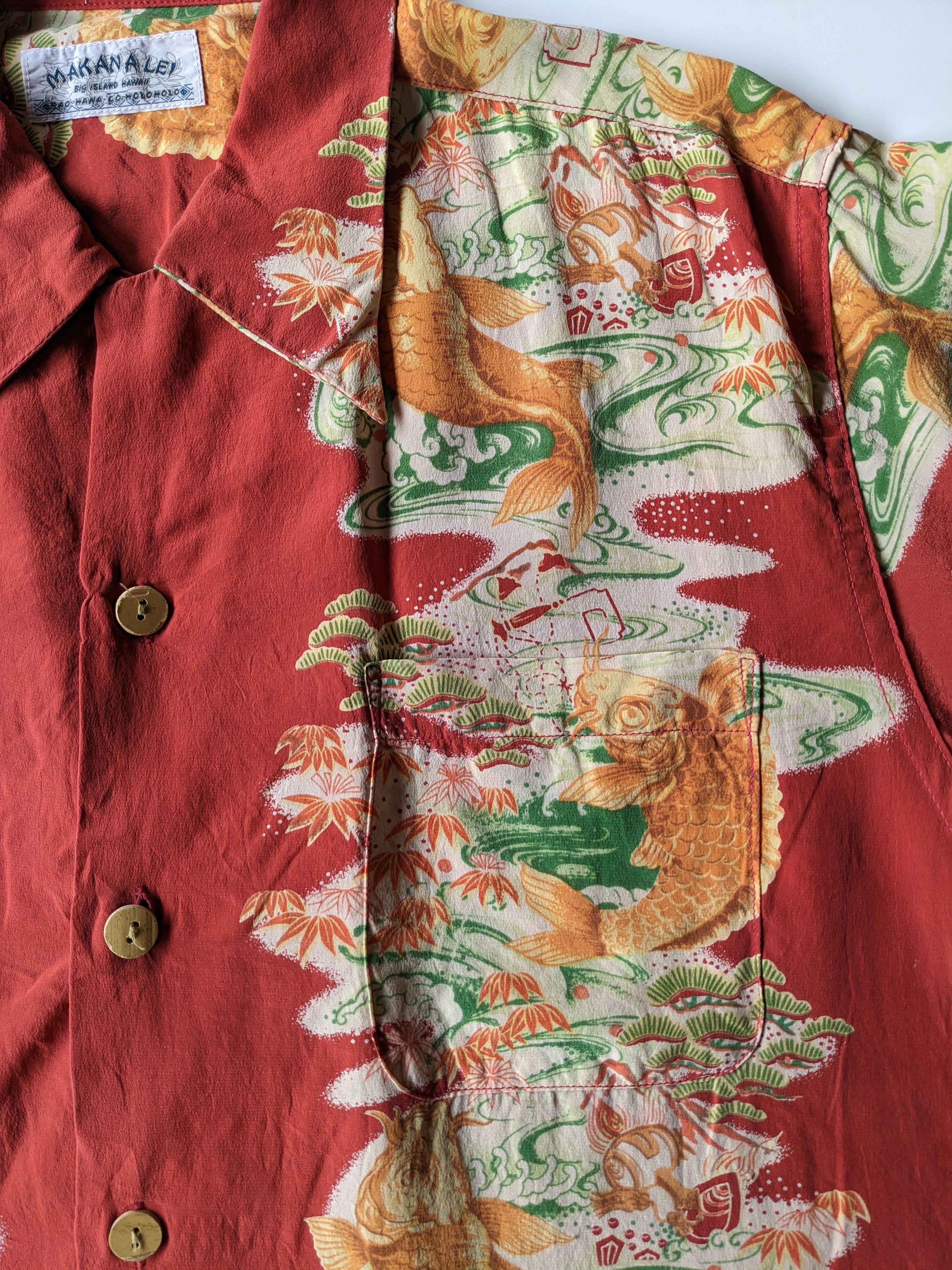 Vintage Vintage Makana Lei koi motif silk Size US L / EU 52-54 / 3 - 6 Thumbnail