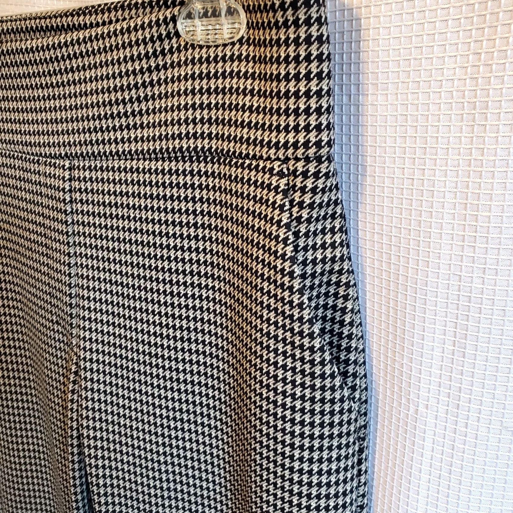 Express VINTAGE Express Y2K Pants Womens M Black Tan Houndstooth Pull On Office Business Size 32" / US 10 / IT 46 - 5 Thumbnail