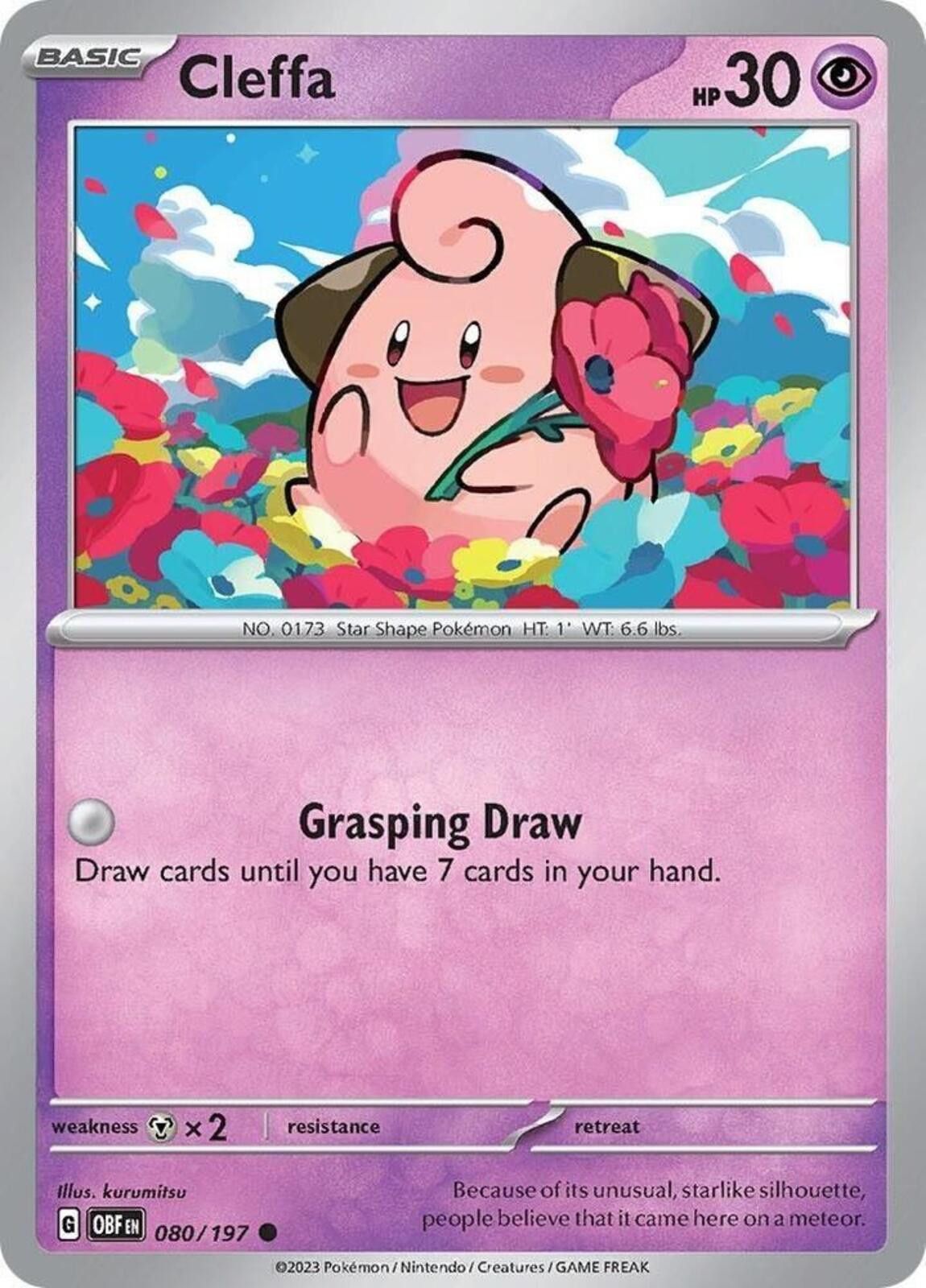 Pokemon Cleffa #080/197 Size ONE SIZE - 1 Thumbnail