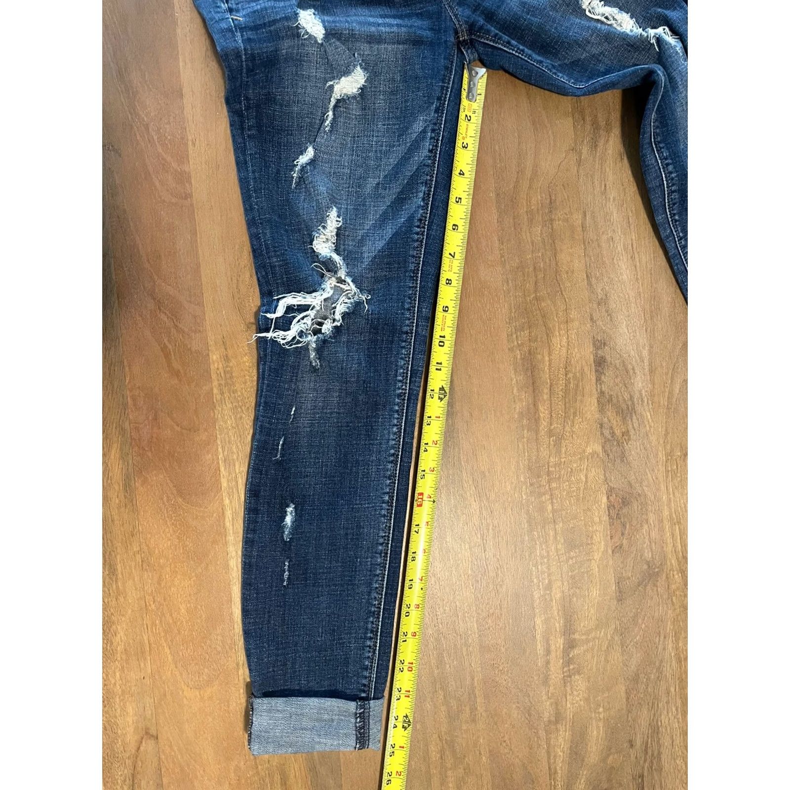 Express Express Jeans Womens 4 28x25 Mia Mid Rise Ankle Cuff Distressed Skinny Denim Jeans Size 28" / US 6 / IT 42 - 6 Thumbnail