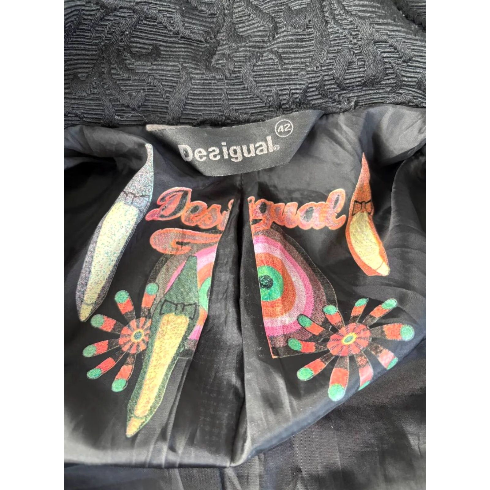 Desigual Desigual Coat Black Floral Embroidered Long Sleeve Trench 42 Womens Vintage No Size M / US 6-8 / IT 42-44 - 3 Thumbnail