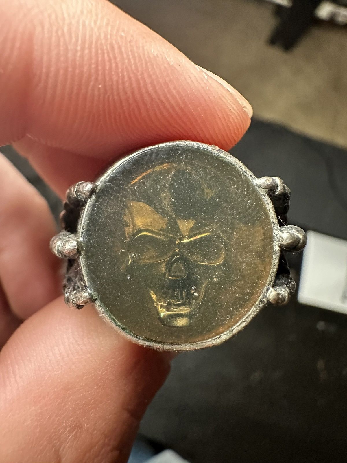 Number (N)ine Jam Home Made Skull Signet Ring Sz 8.5 Size ONE SIZE - 4 Thumbnail