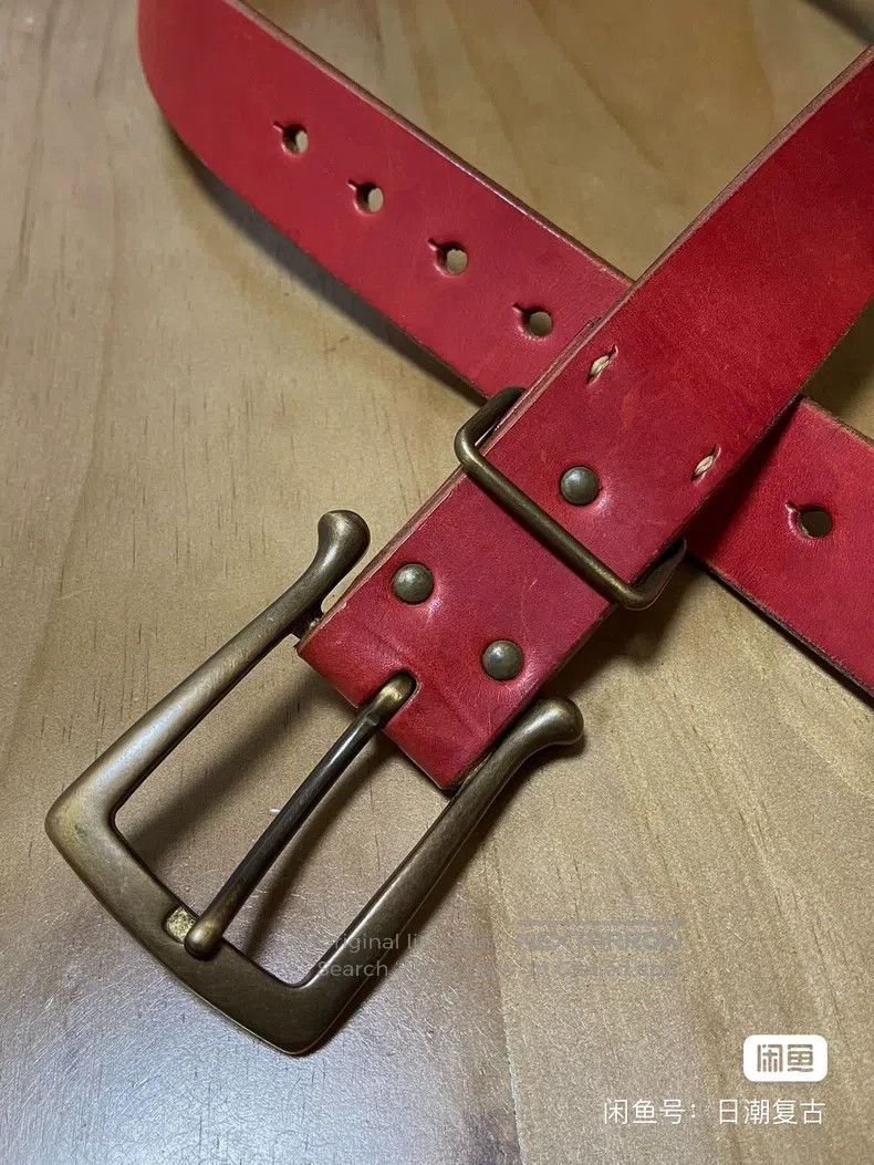 Kapital Kapital Size 97cm Thick cowhide belt, oversized copper buck Size ONE SIZE - 2 Thumbnail