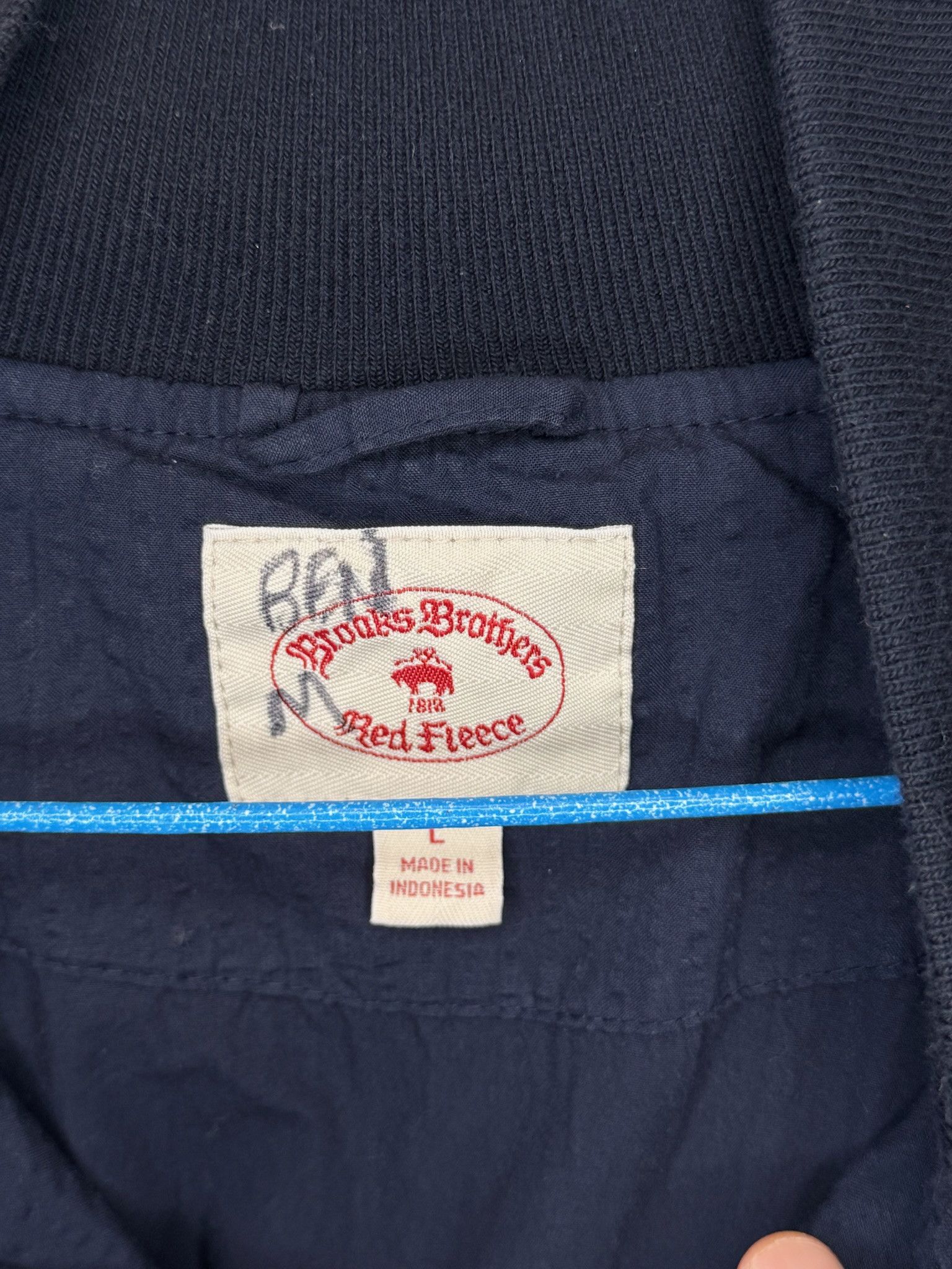Brooks Brothers Brooks Brothers Navy Seersucker Raglan Bomber Jacket (L) Size US L / EU 52-54 / 3 - 3 Thumbnail