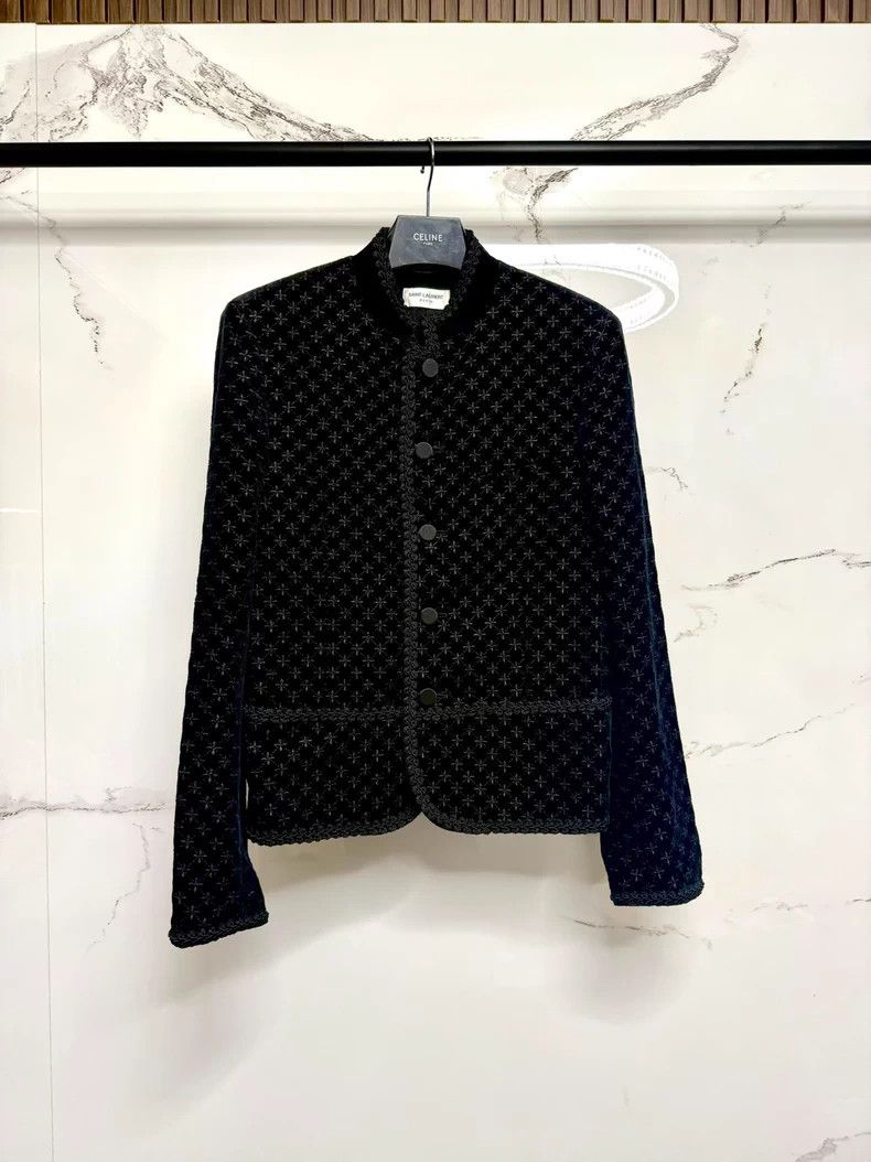 Saint Laurent Paris Saint Laurent Black Velvet Embroidered Jacket- DMC Size US M / EU 48-50 / 2 - 1 Thumbnail