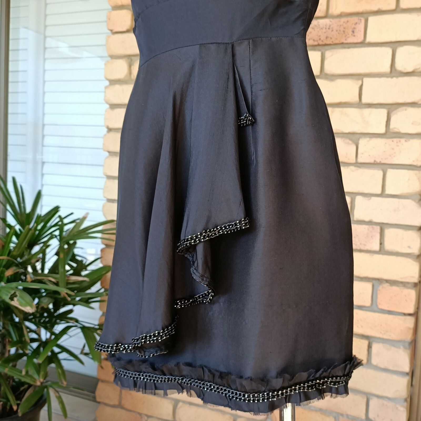 Designer × Rachel Gilbert Rachel Gilbert Silk One Shoulder Mini Dress Embellished Size XS / US 0-2 / IT 36-38 - 6 Thumbnail
