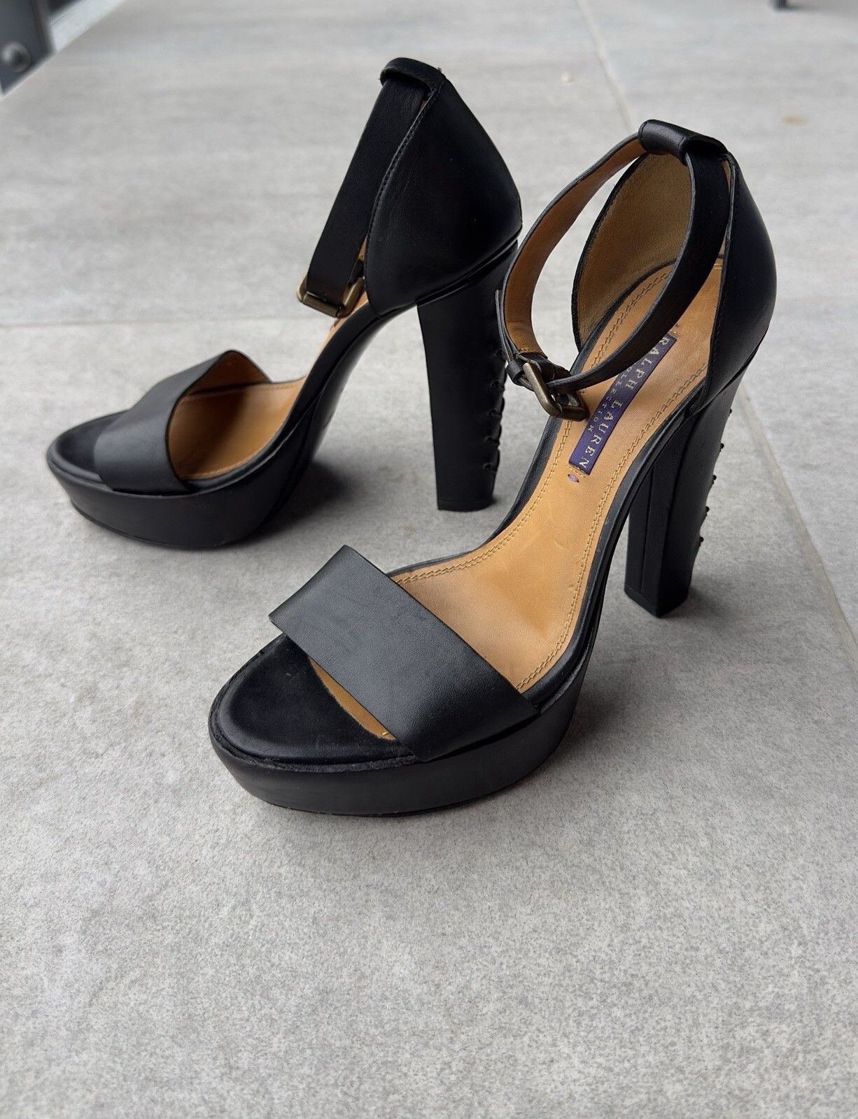 Ralph Lauren Purple Label Ralph Lauren Purple Label Womens High Heels Leather Sandals Size US 7 / IT 37 - 1 Thumbnail