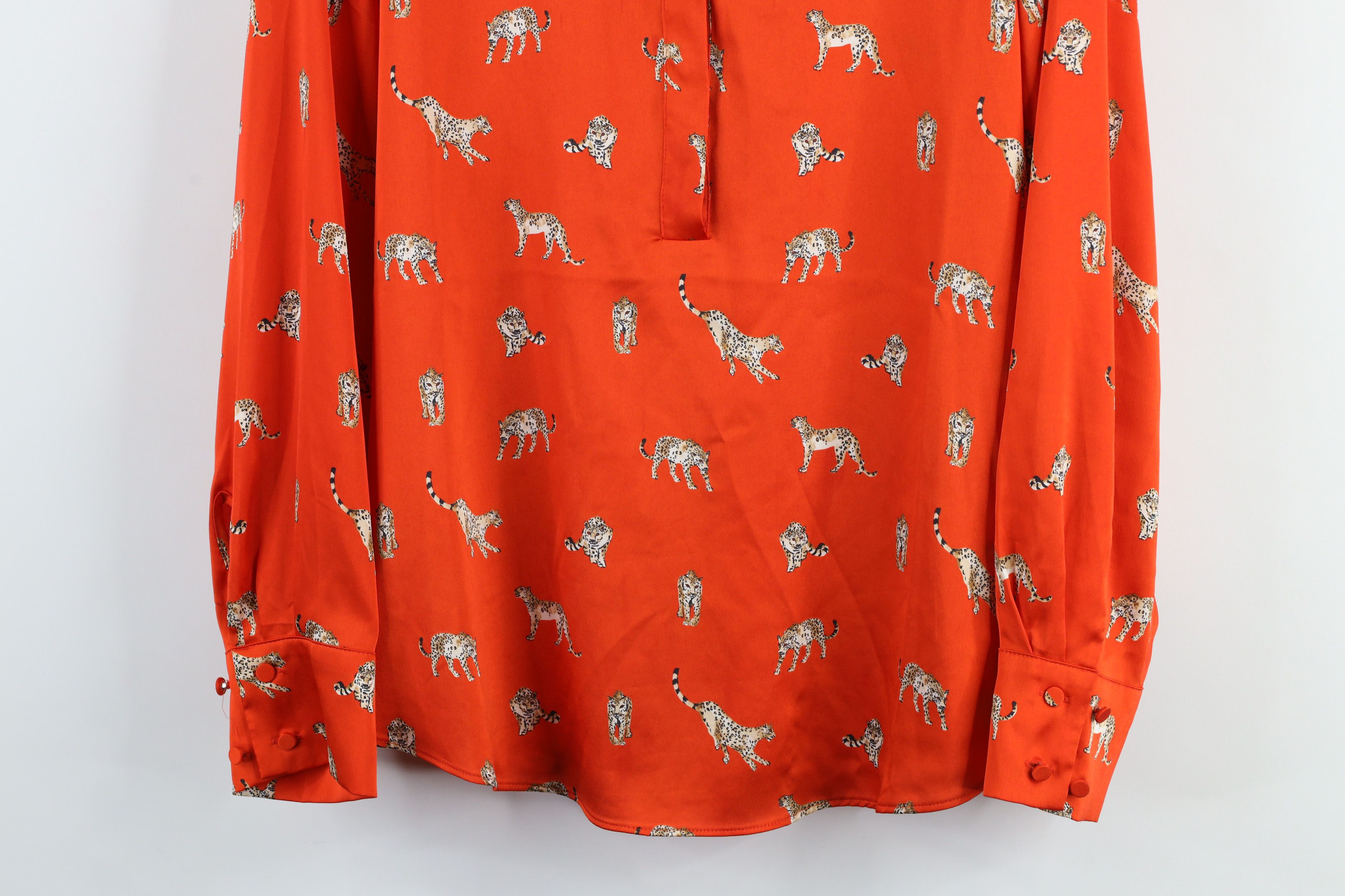 Chicos × Vintage Chicos P Cheetah All Over Print Frilly Collar Blouse Shirt Size XL / US 12-14 / IT 48-50 - 3 Thumbnail