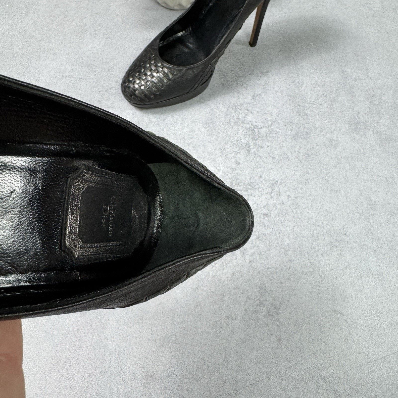 Dior CHRISTIAN DIOR Braided Leather Platform Pumps Black size 39 Size US 9 / IT 39 - 12 Thumbnail