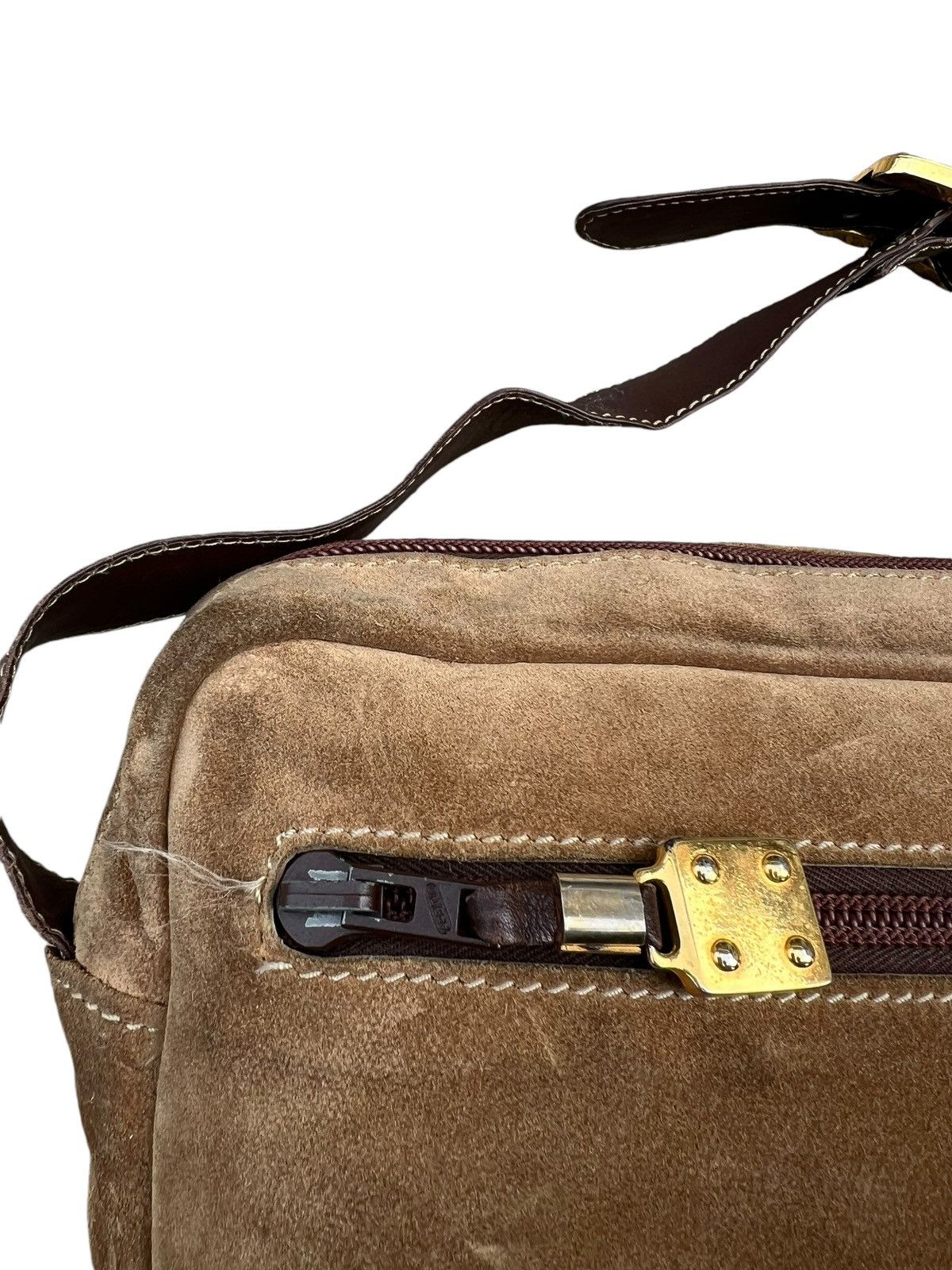 Leather Vintage 80s LOEWE Patina Distress Scratch Suede Leather Bag Size ONE SIZE - 12 Thumbnail