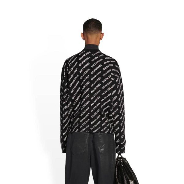 Balenciaga o1mt1gz1124 Mini Allover Logo Sweater in Black/White Size US XL / EU 56 / 4 - 3 Thumbnail