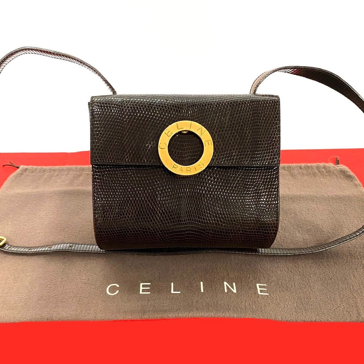 Celine Celine Shoulder Bag Brown Lizard Size ONE SIZE - 1 Thumbnail