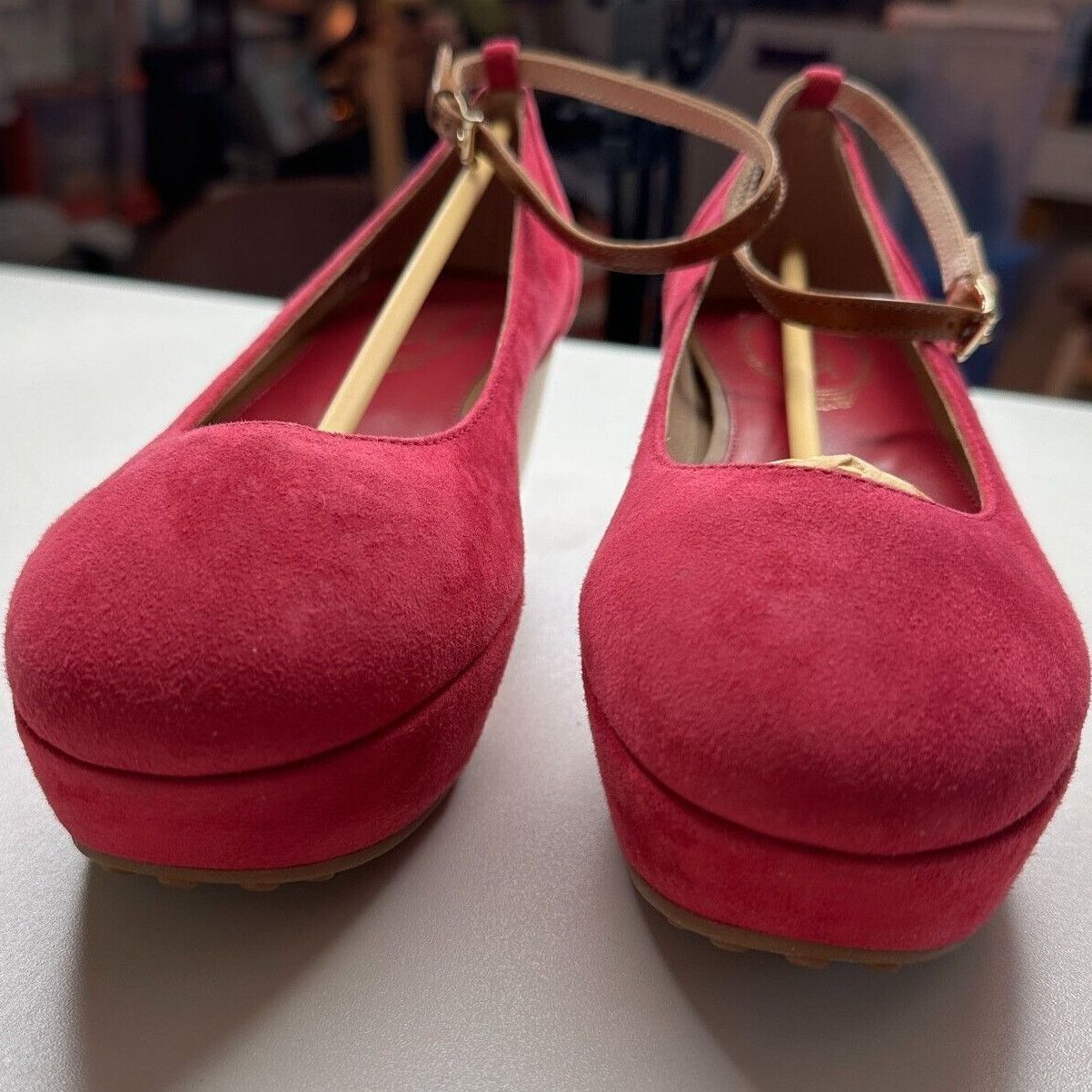 Tod's Tod's Pink Suede Ankle Strap Round Toe Wedge Shoes 38 / 8 Size US 8 / IT 38 - 12 Thumbnail