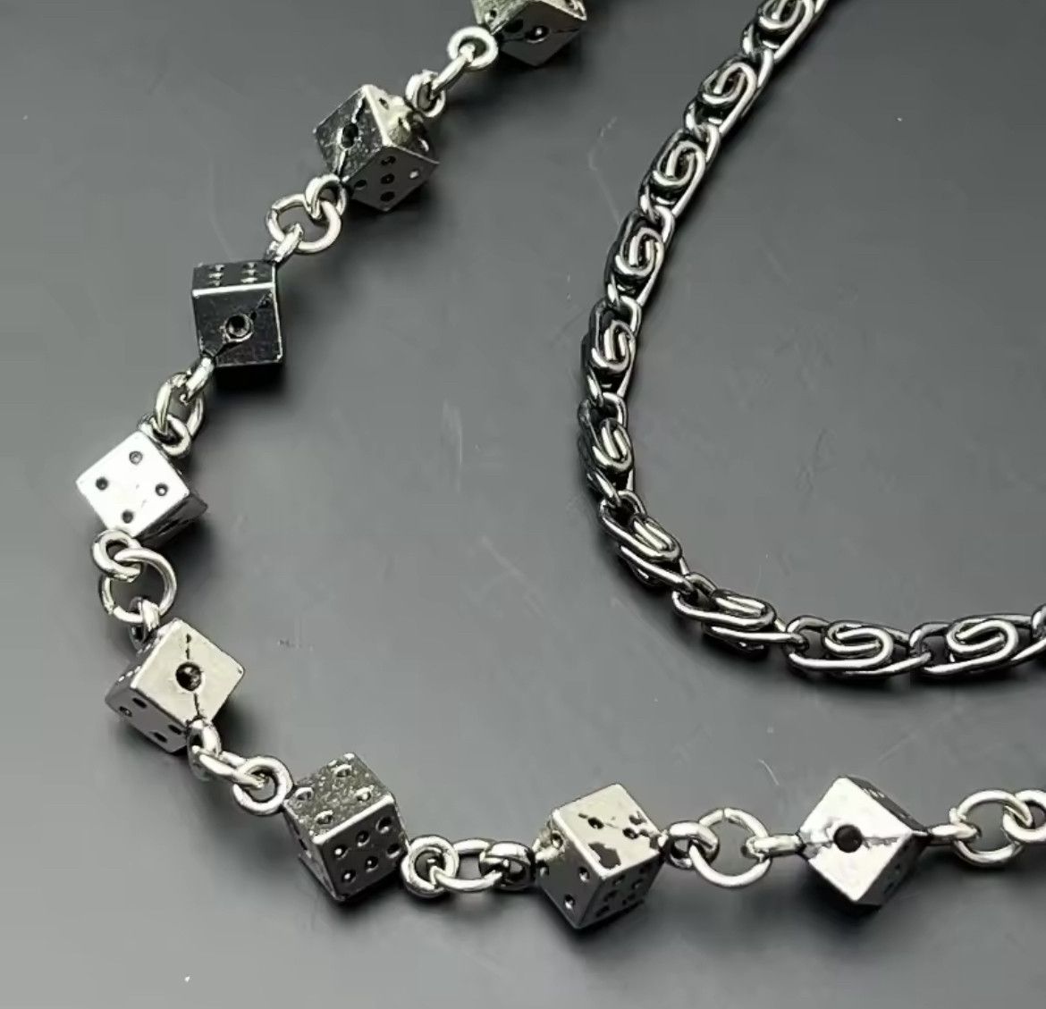 Jean × Vintage Punk Leather Metal Dice Jeans Chain Accessories Size ONE SIZE - 3 Thumbnail