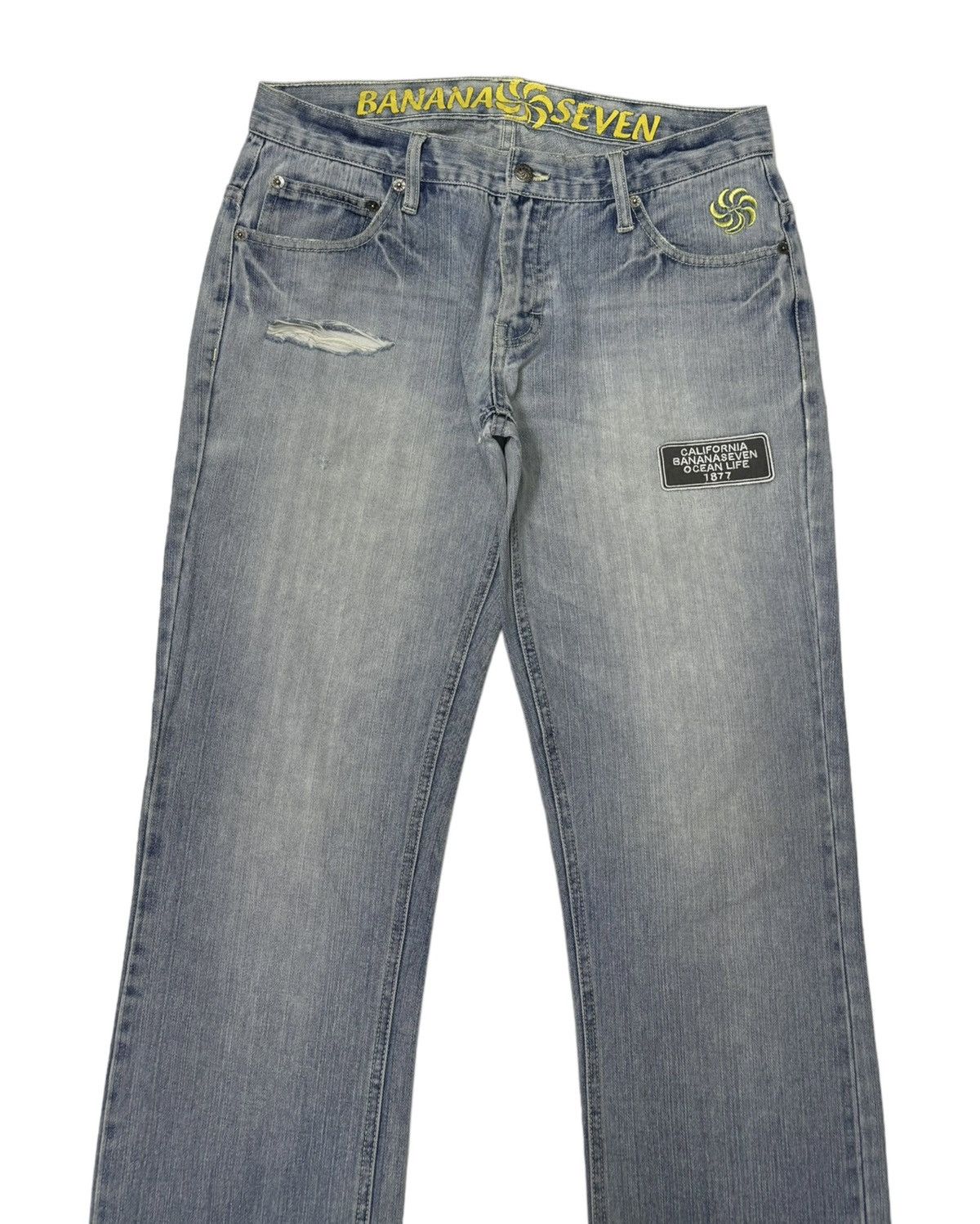 If Six Was Nine Vintage Banana Seven Blue Wash Distressed Denim Jean Size US 32 / EU 48 - 6 Thumbnail