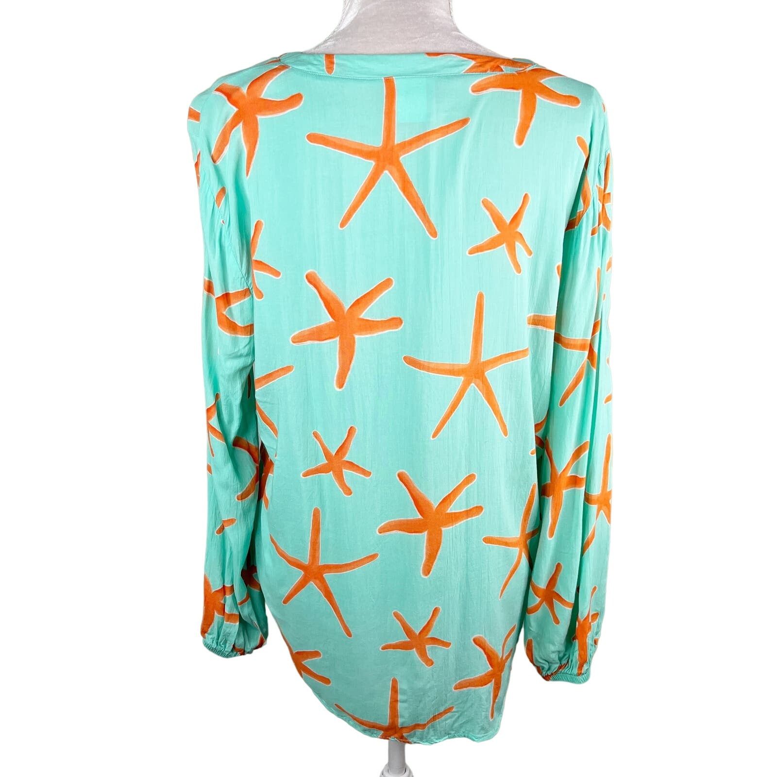 Other Haley and the Hound Starfish Button Down Blouse L Mint Coral Size L / US 10 / IT 46 - 2 Thumbnail