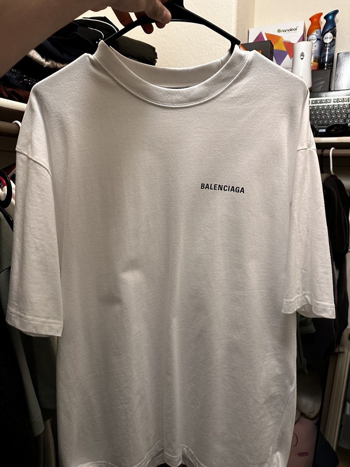 Image of Balenciaga White Vintage Logo Print Relaxed T-Shirt, Men's (Size XS)