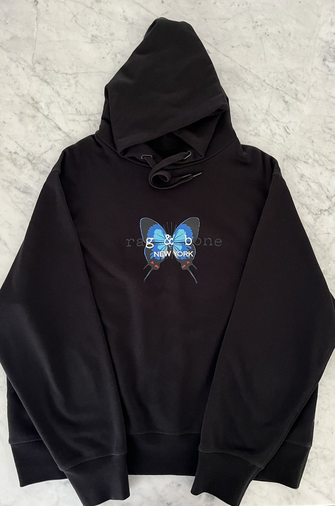 image of Rag Bone Black City Butterfly Hoodie, Men's (Size XL)