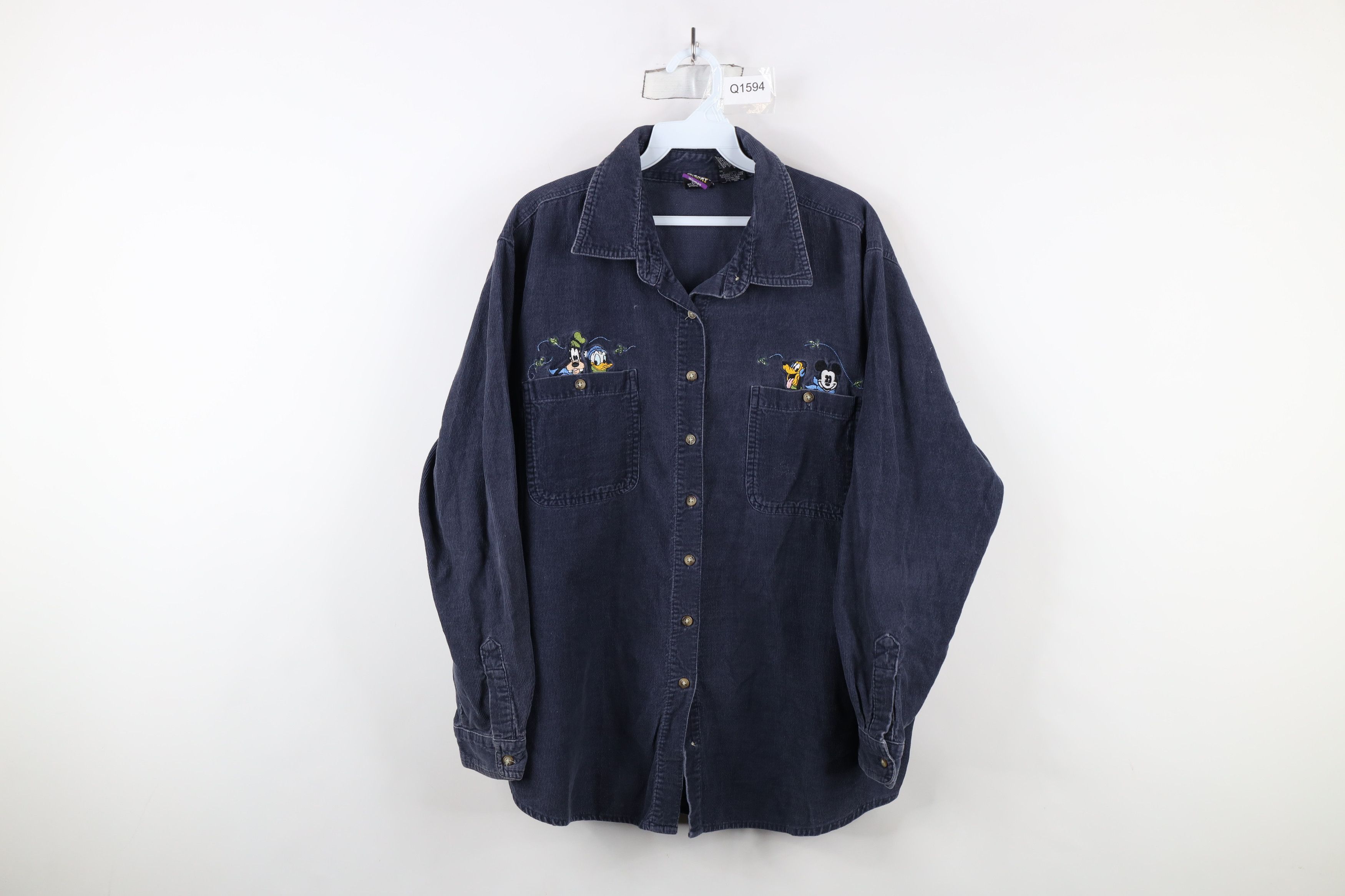 Disney × Vintage Vintage 90s Disney Mickey and Friends Corduroy Button Shirt Size XXL / US 16-18 / IT 52-54 - 1 Thumbnail