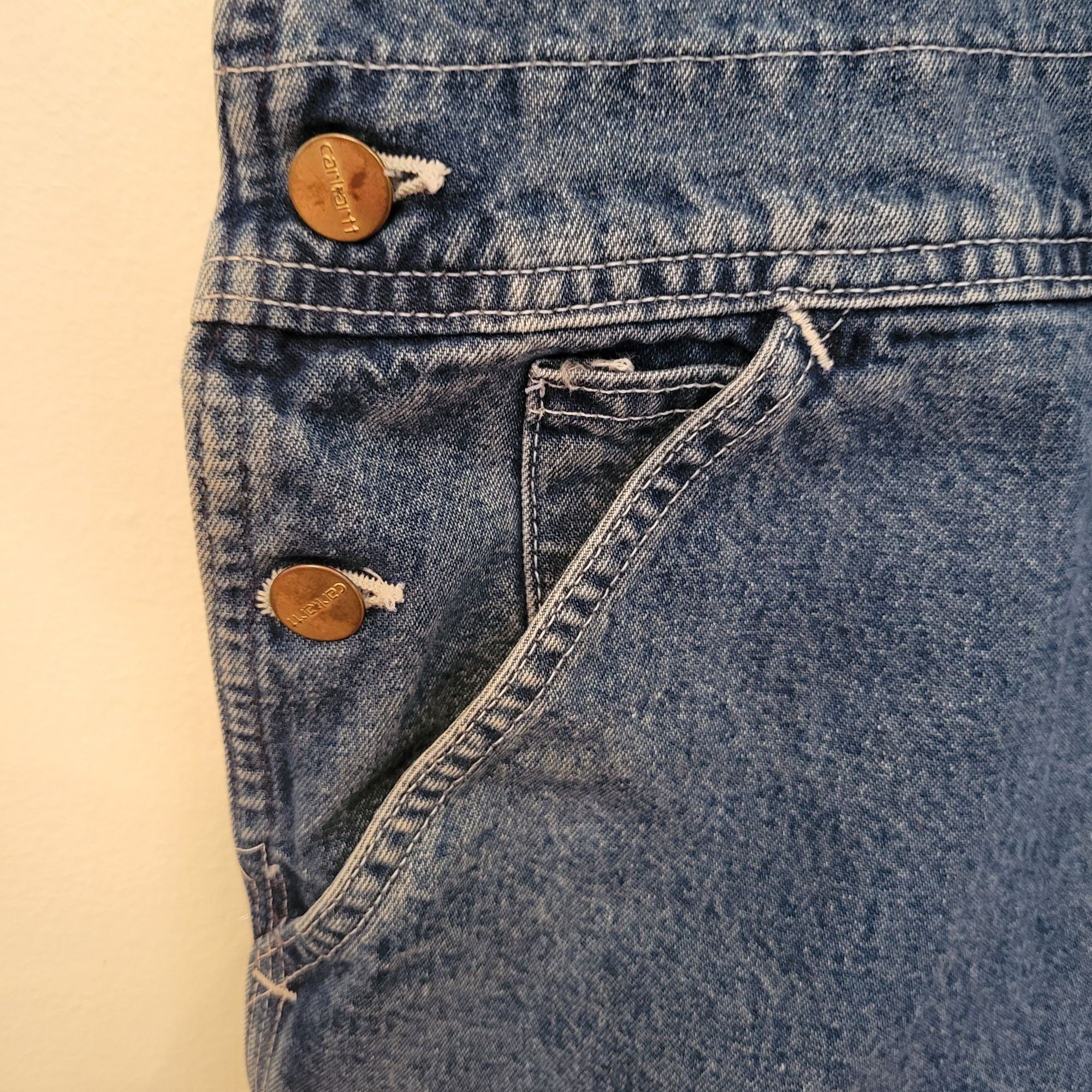 Carhartt Carhartt Blue Jean Denim Overalls Barn Farmer Costume Chores Size US 39 - 7 Thumbnail