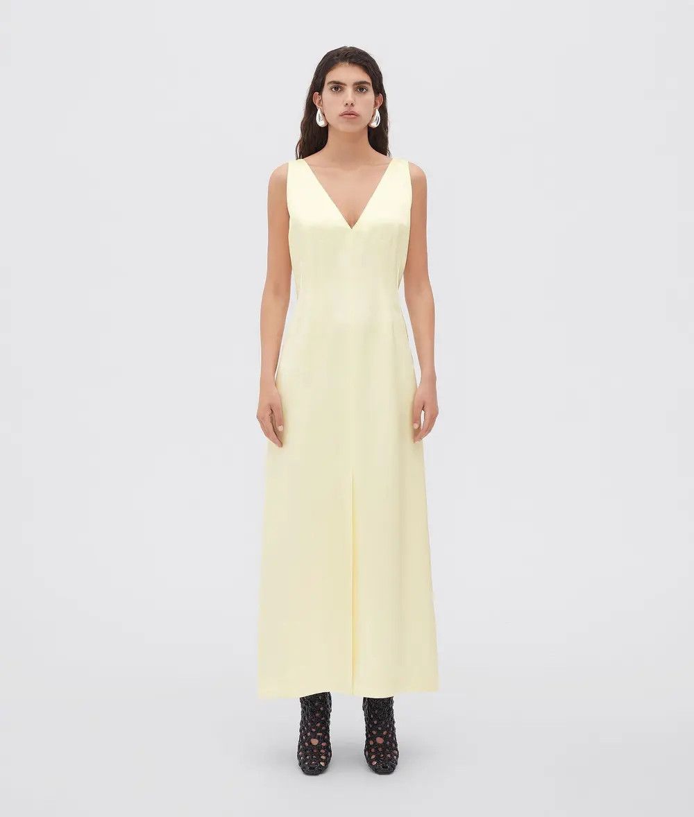 Bottega Veneta o1n1vont1225 Washed Silk Twill Dress in Chamomile Size XXS / US 00 / IT 34 - 1 Thumbnail