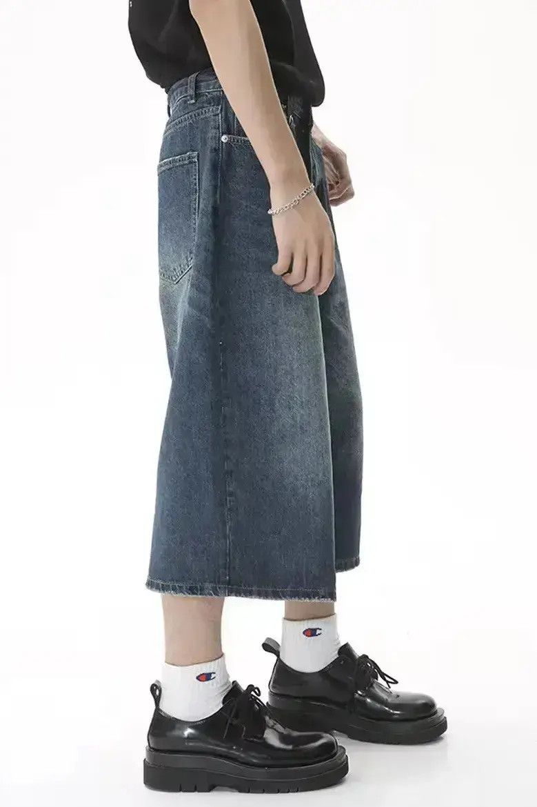 Japanese Brand Vintage Fade Wide Leg Short Denim Jorts Size US 30 / EU 46 - 3 Thumbnail