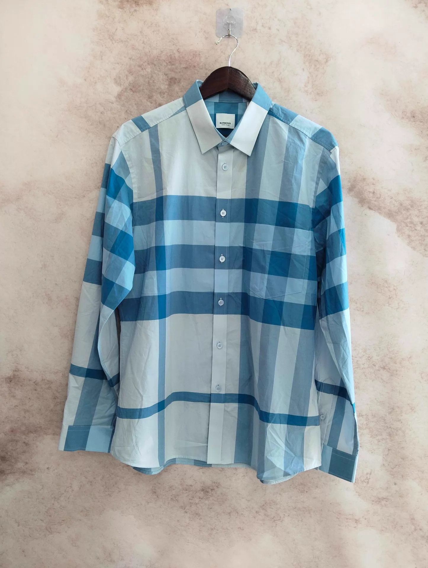 Burberry Burberry Check Long Sleeve Shirt Sky Blue XL Size US XL / EU 56 / 4 - 1 Thumbnail