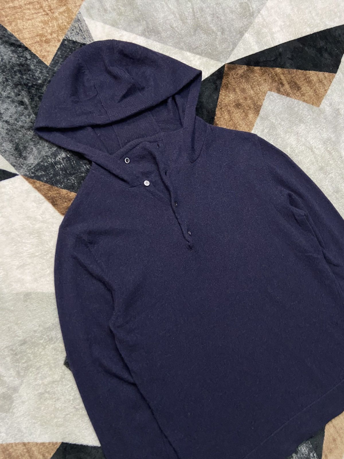 Wooyoungmi Wooyoungmi High Button Up Hooded Knit Wool Navy Size US M / EU 48-50 / 2 - 3 Thumbnail