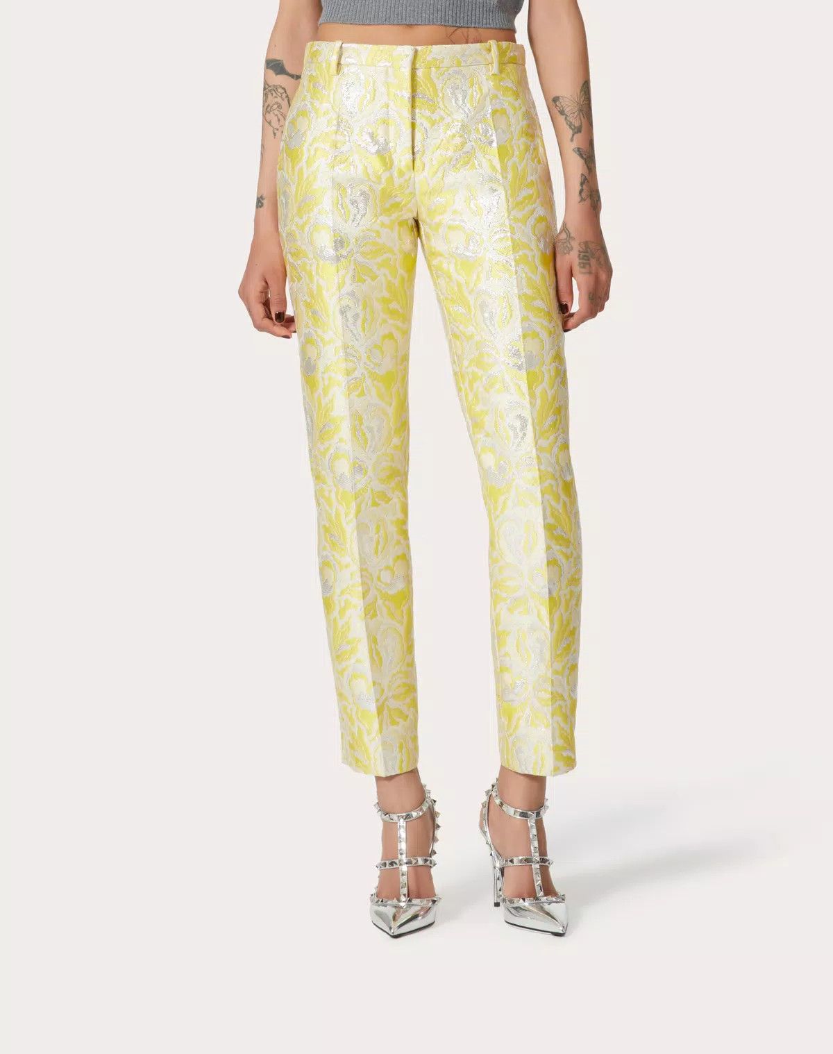 Valentino o1s1wg110625 Iris Brocade Trousers in Multicolor Size 25" / US 0 / IT 36 - 3 Thumbnail