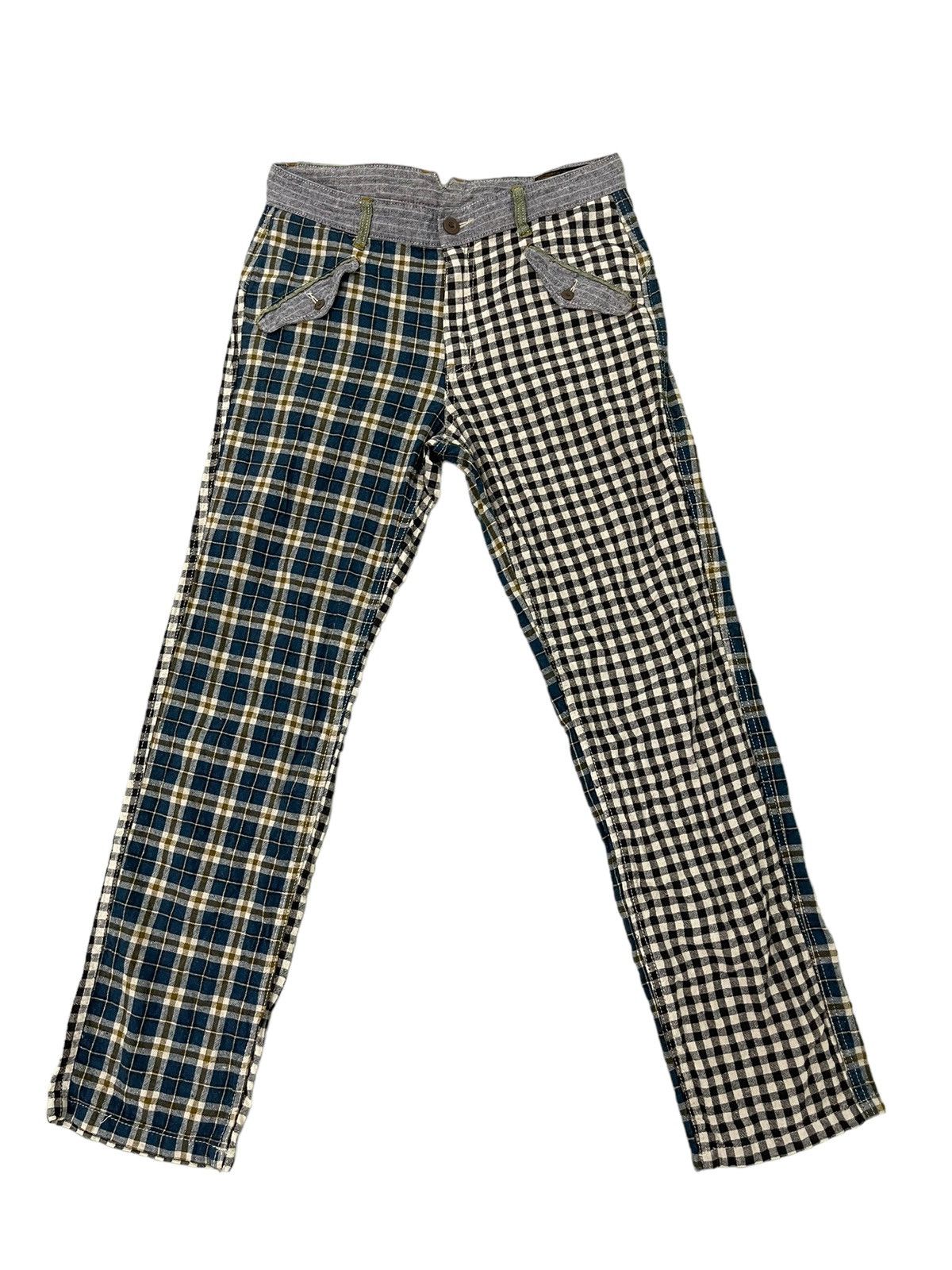 Japanese Brand Linen Check Pant Cube Sugar Straight 7🟦0 Size US 31 - 7 Thumbnail