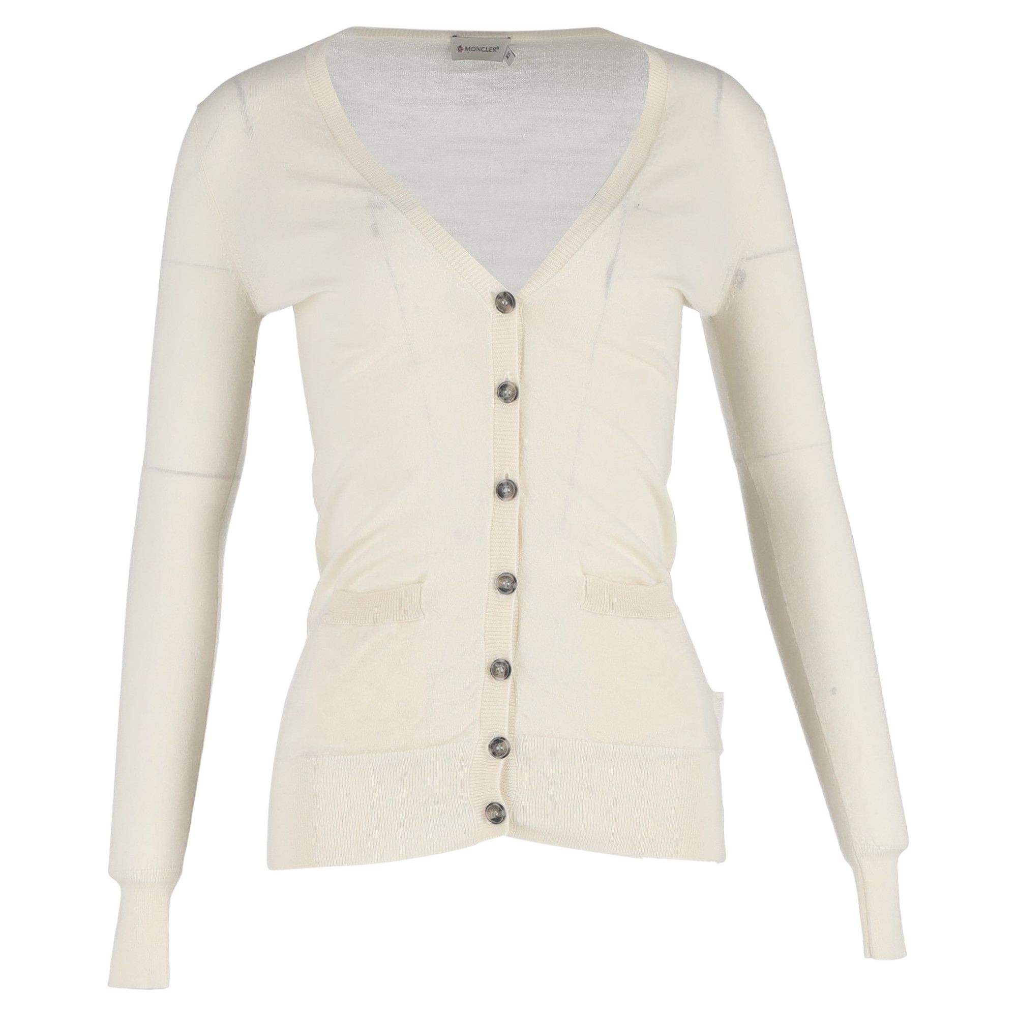 Moncler Moncler Buttoned Cardigan in Cream Wool Size XS / US 0-2 / IT 36-38 - 1 Thumbnail