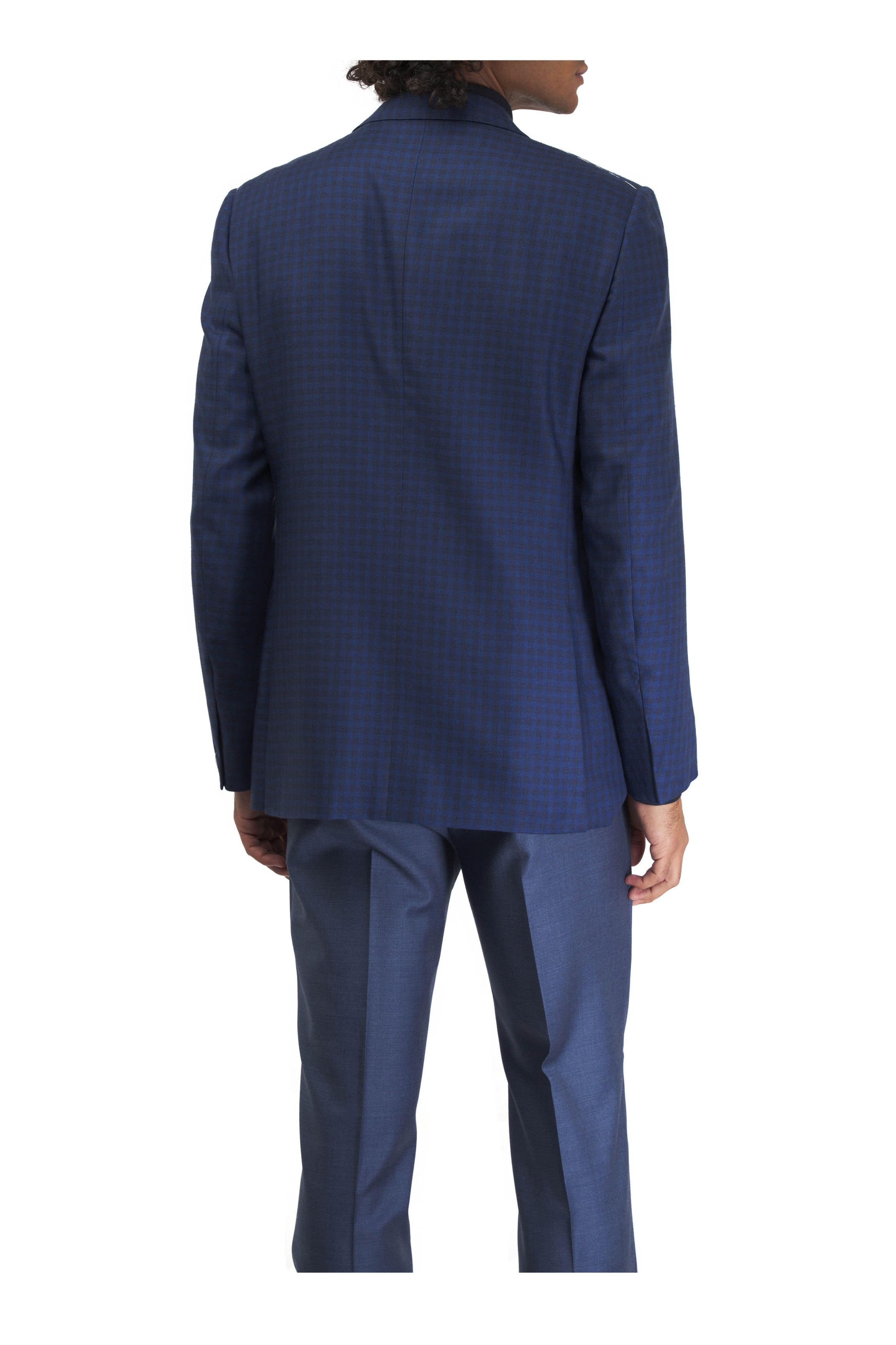 Z Zegna o1mtch0225 Check Cashmere & Silk Sportcoat in Blue Size US XXL / EU 58 / 5 - 5 Thumbnail