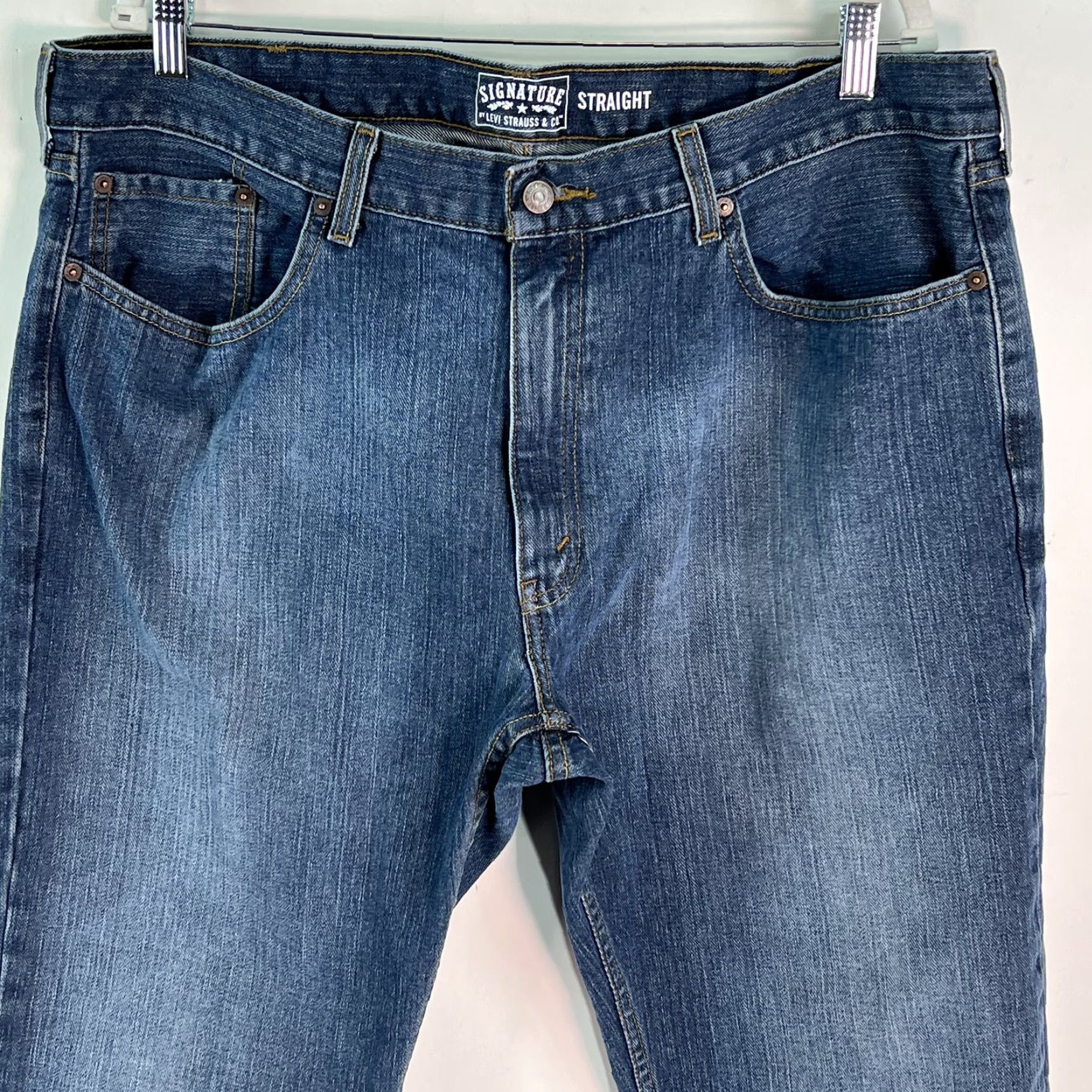 Vintage Signature By Levi Strauss & Co. Mens Mid Rise Straight Blue Denim Jeans Sz 40X30 Size US 40 / EU 56 - 3 Thumbnail