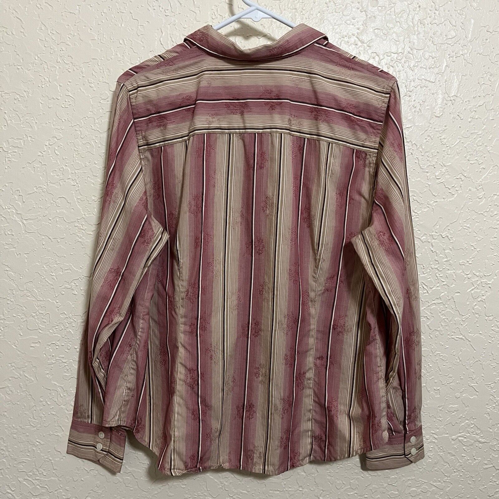 Vintage Liz Claiborne | Vintage Y2K Striped Floral Lace Button Top Size L / US 10 / IT 46 - 6 Thumbnail