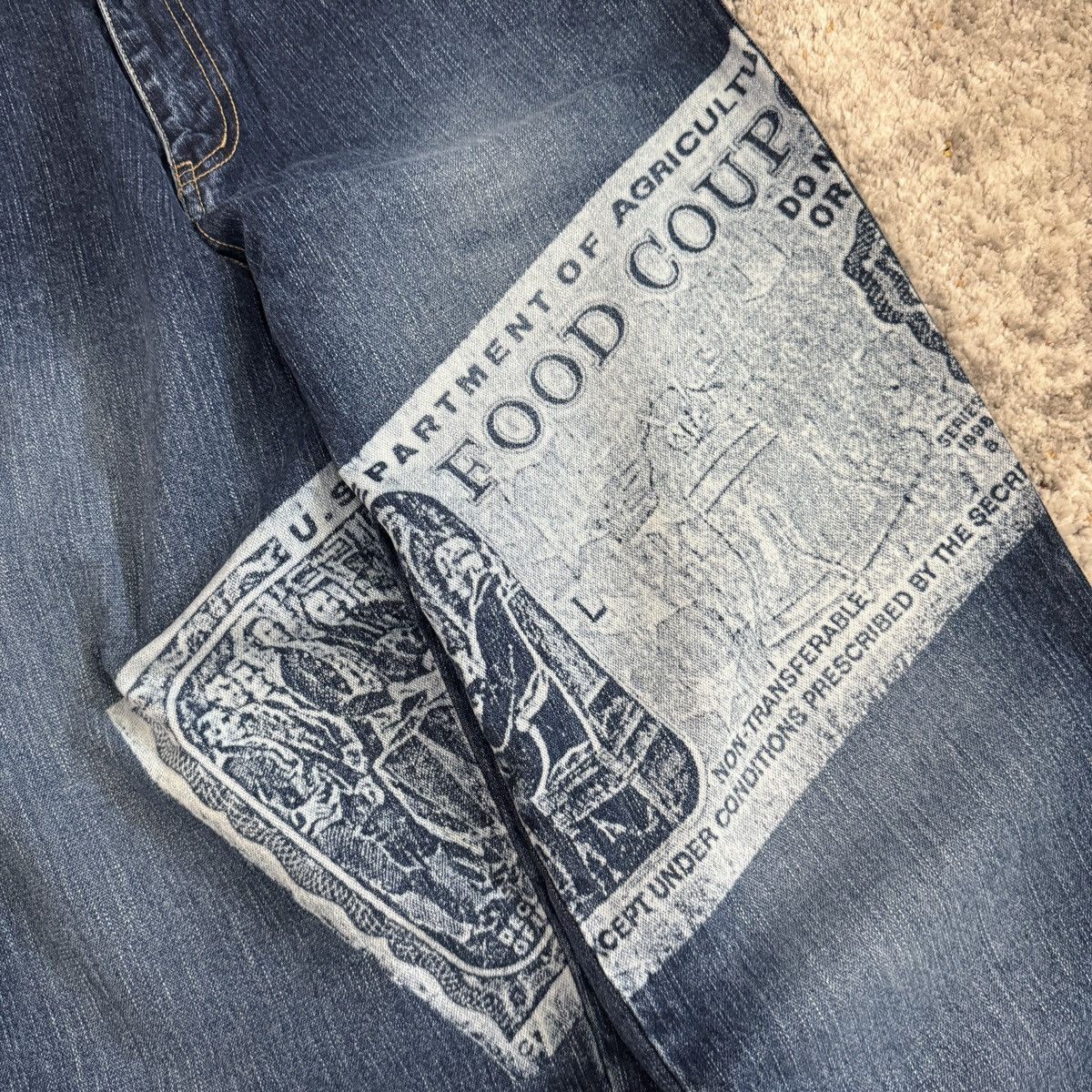 JNCO × Southpole × Vintage Vintage Y2K NOVA baggy EBT food stamp cross print jeans Size US 36 / EU 52 - 2 Thumbnail
