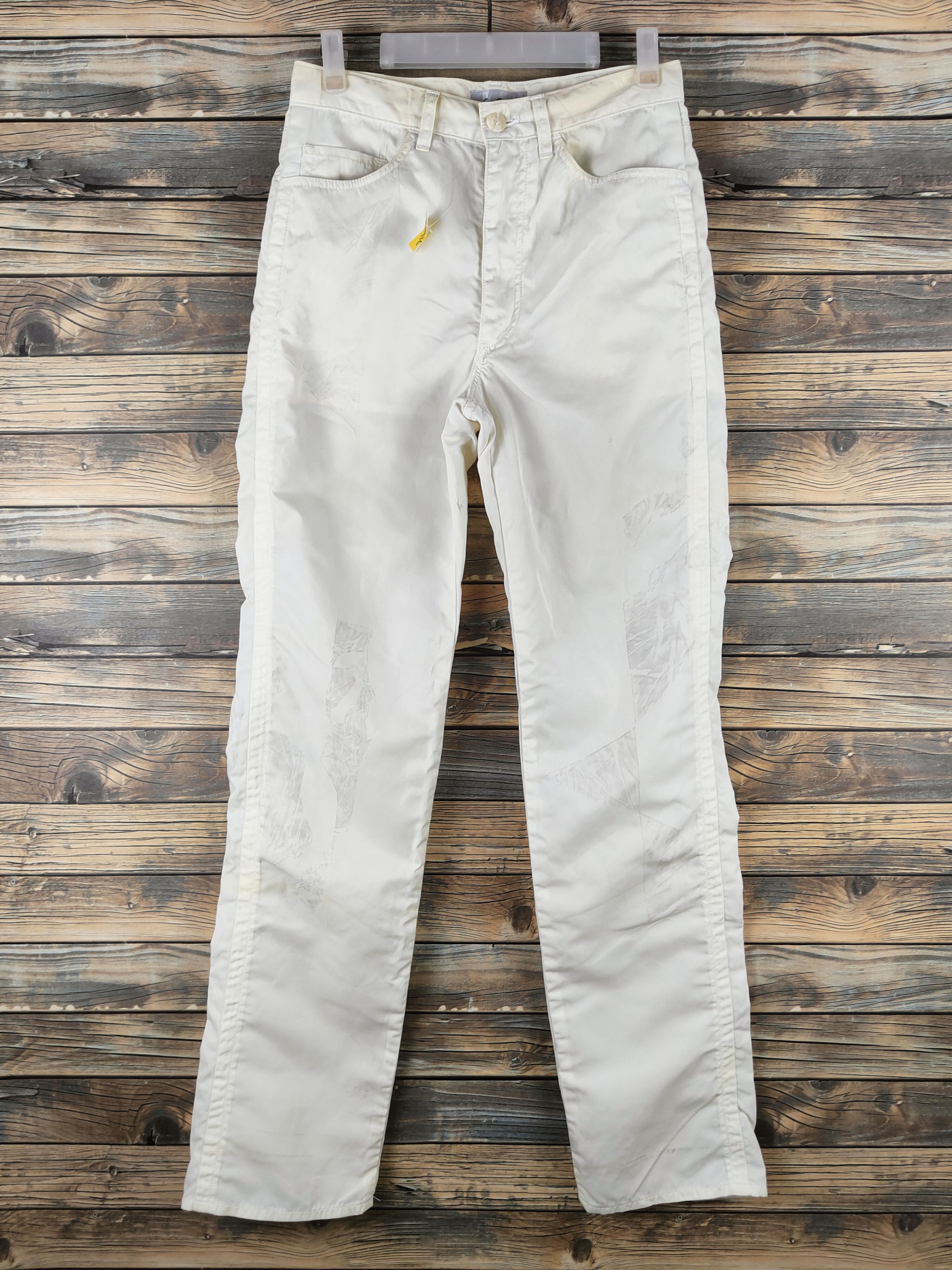 Japanese Brand D GGG Pour Homme Ivory Casual Poly Pants #S2396 Size 28" / US 6 / IT 42 - 1 Thumbnail