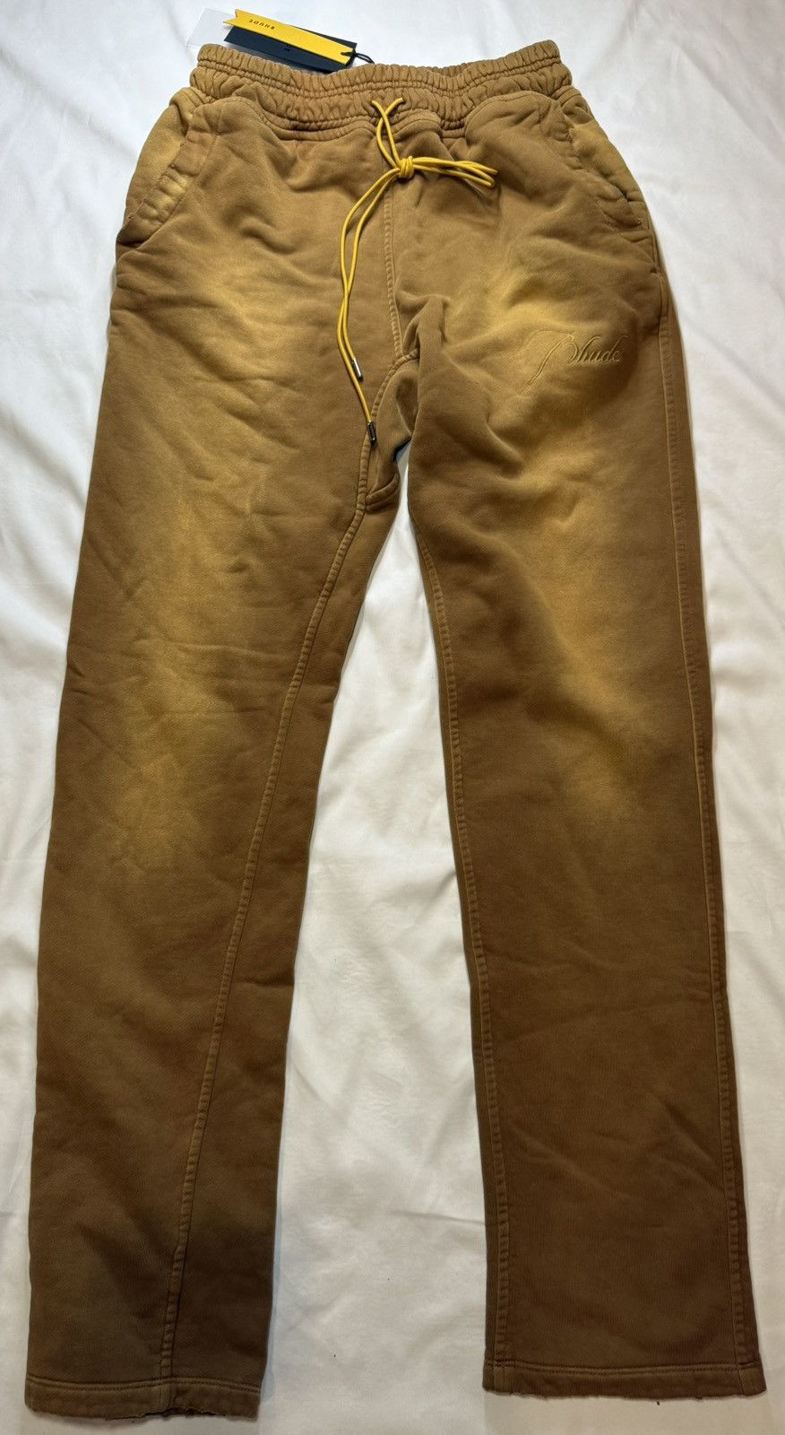 Rhude Embroidered Logo Sweatpants Size Medium Sundry Camel